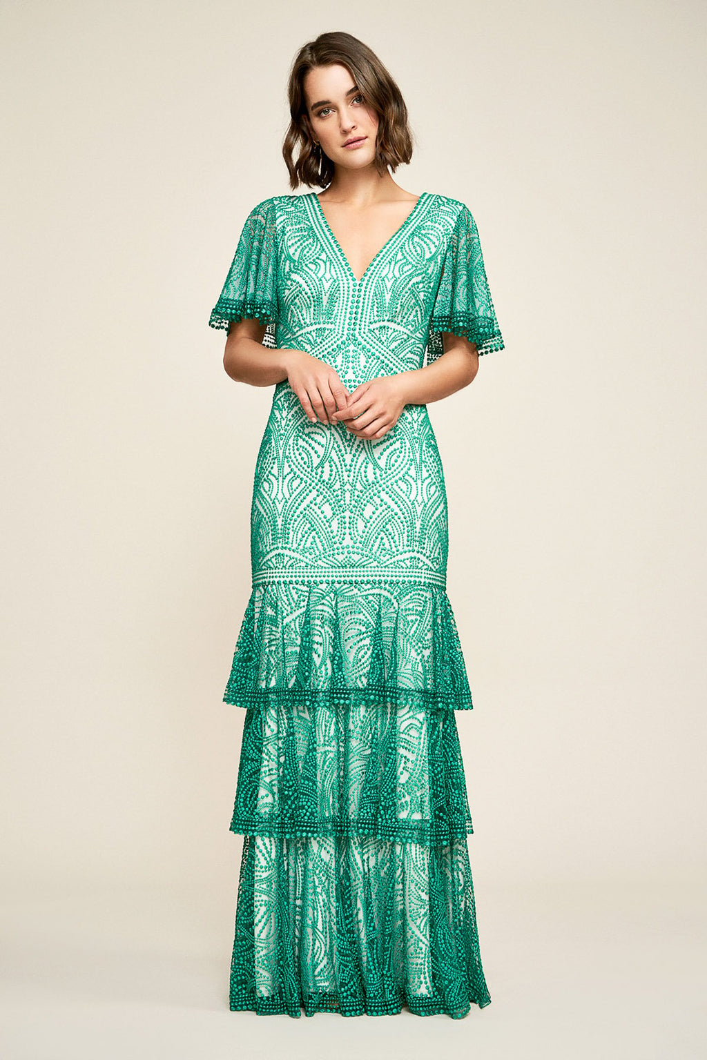 Tadashi Shoji - Judy Tiered Ruffle Embroidered Dress