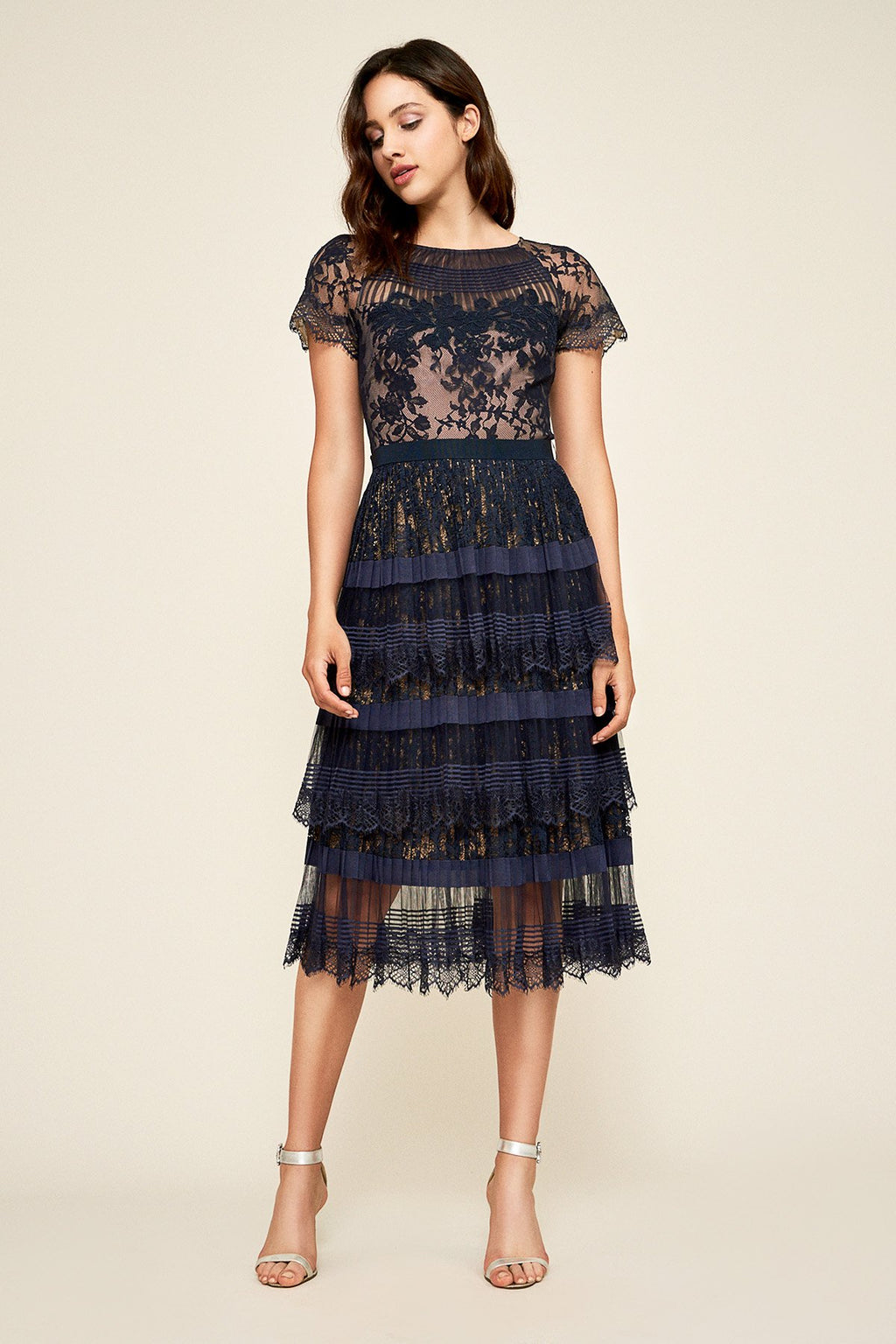 Nixie Pleated Tea-Length Dress