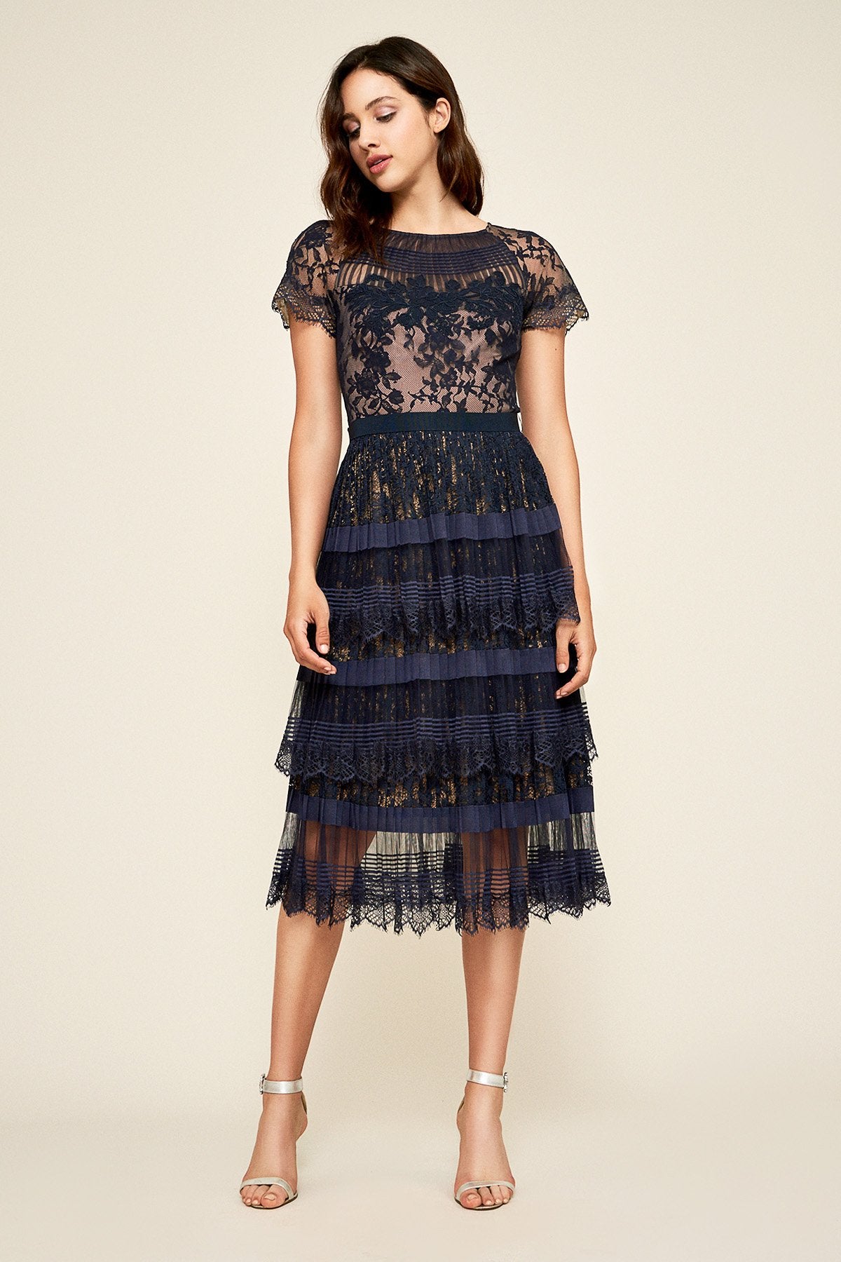 Nixie Pleated Tea-Length Dress