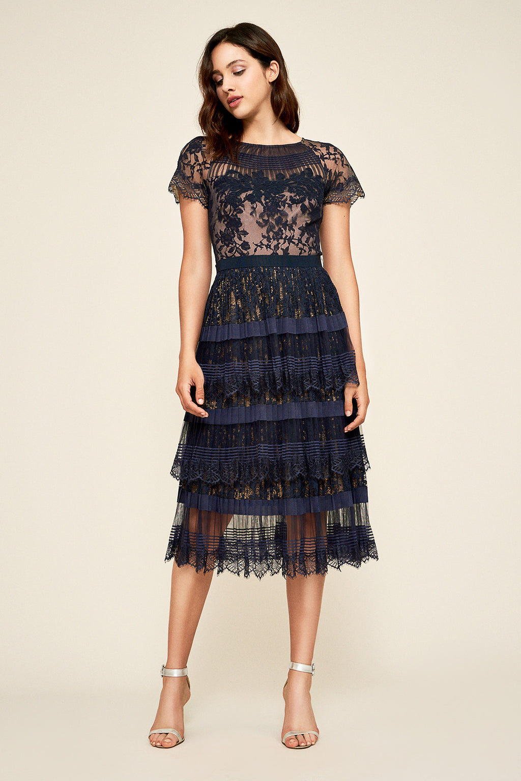 Tadashi Shoji - Nixie Pleated Tea-Lenght Dress