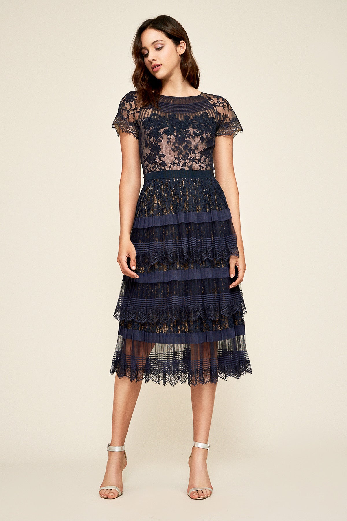 Tadashi Shoji - Nixie Pleated Tea-Lenght Dress