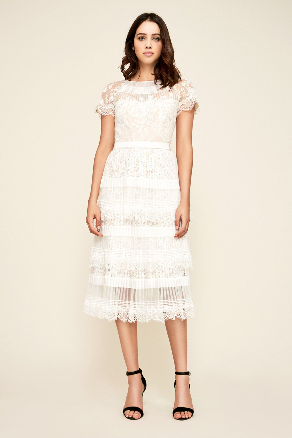 Nixie Pleated Tea-Length Dress