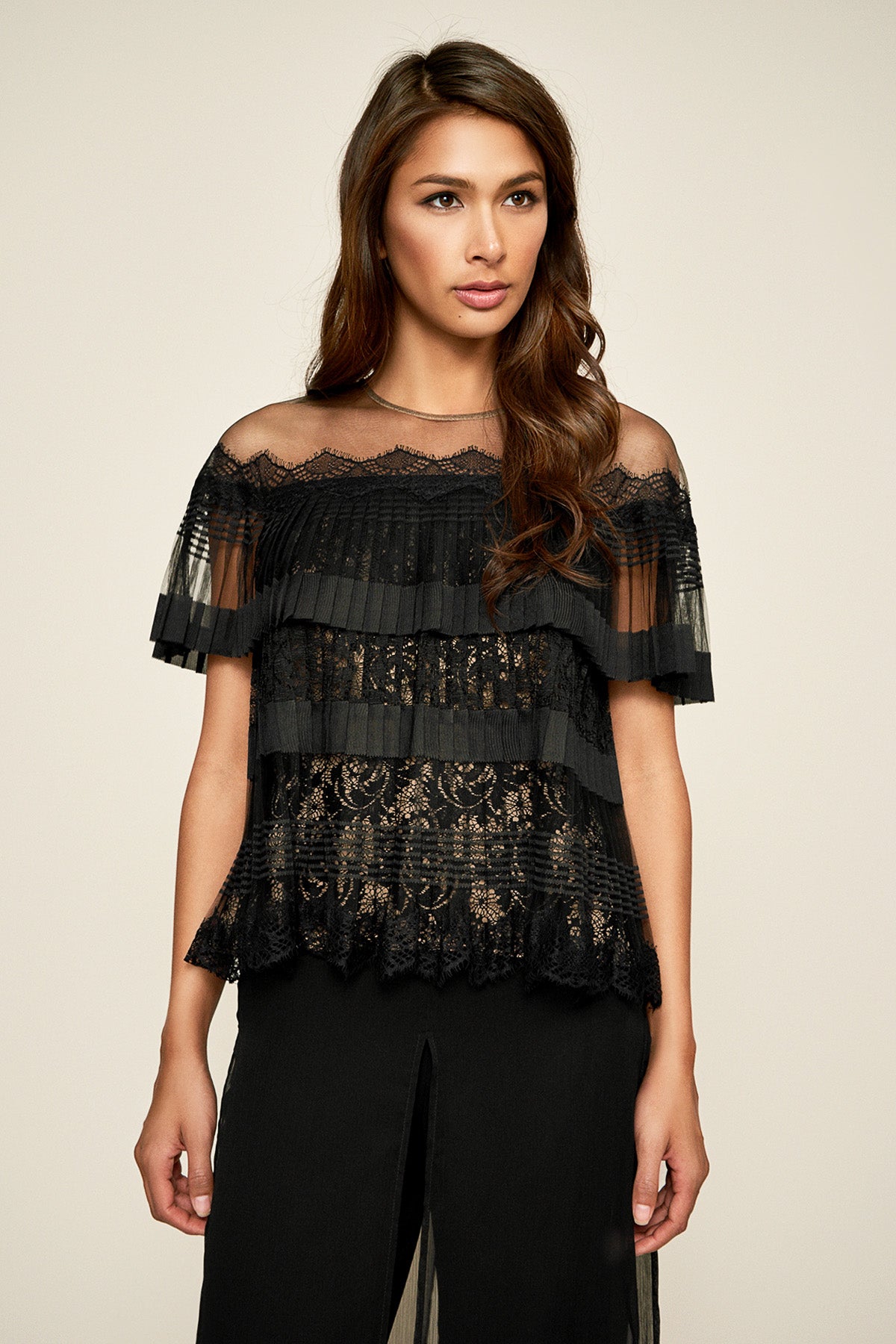 Tristan Pleated Lace Blouse