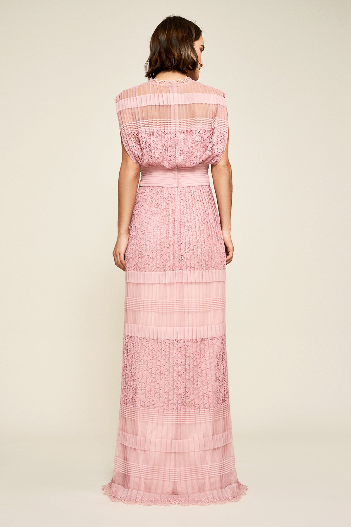 Dover Pleated Lace Gown – Tadashi Shoji Official Online Boutique