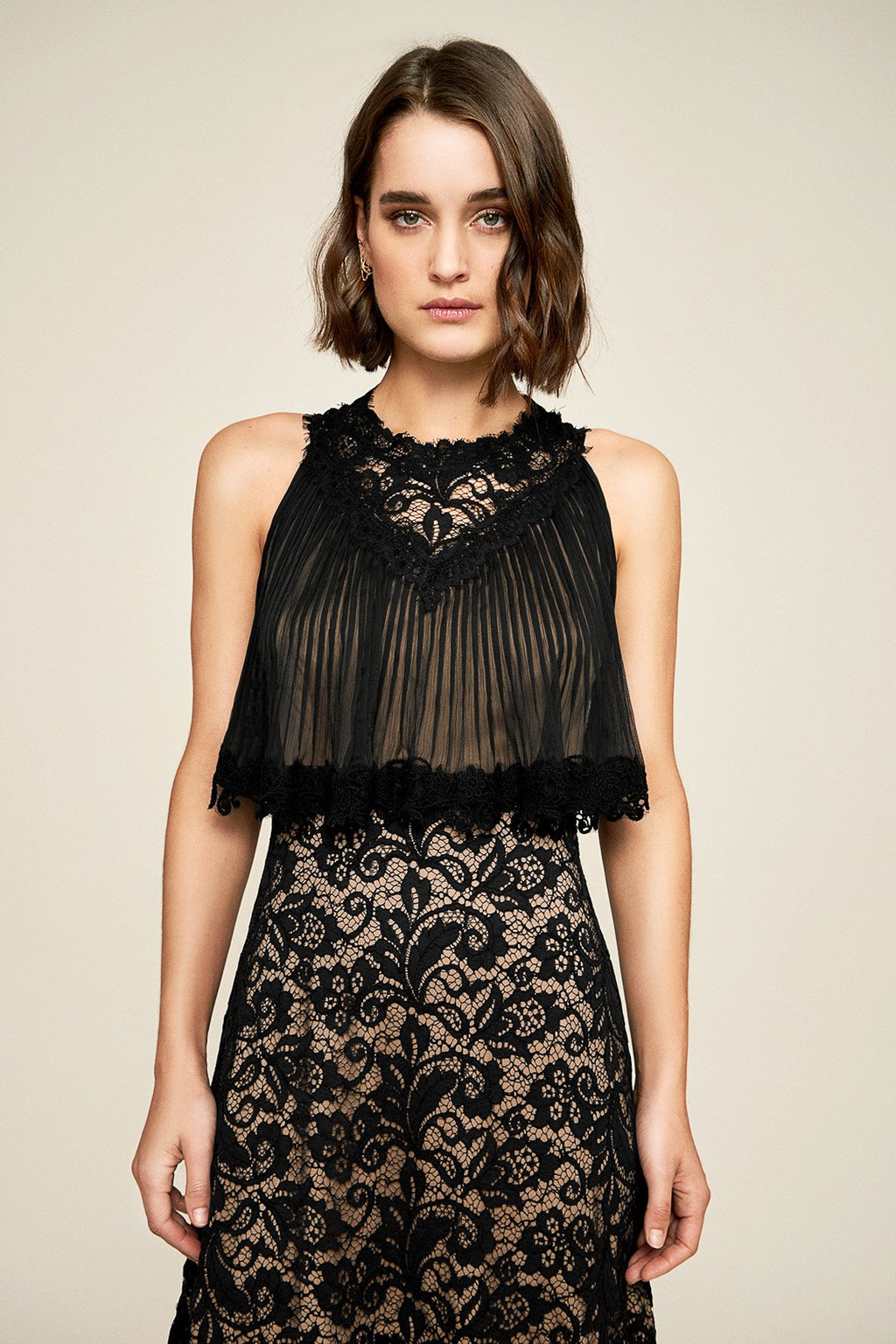 Tadashi Shoji - Celine Crinkle Chiffon Pleated Dress