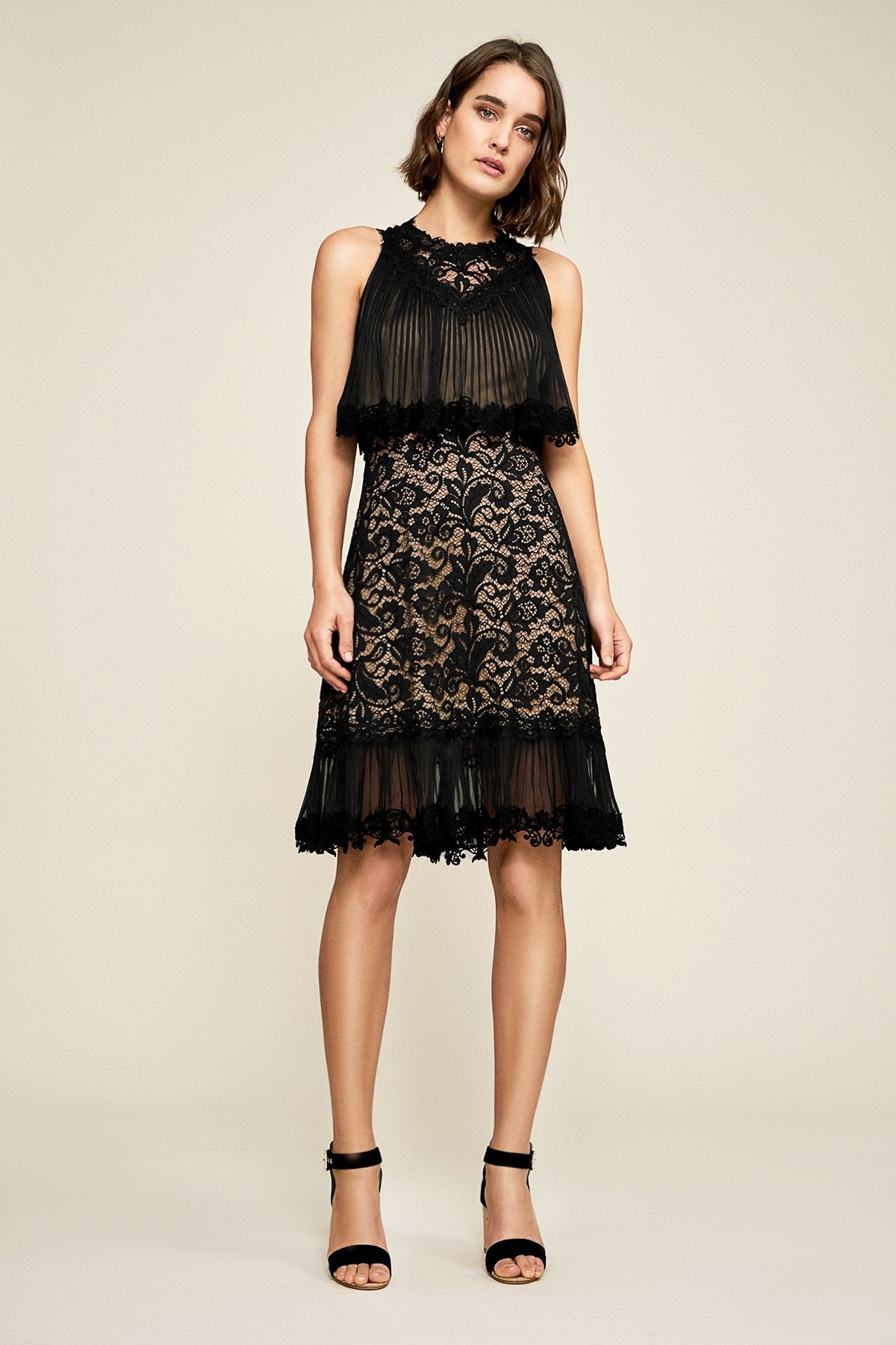 Tadashi Shoji - Celine Crinkle Chiffon Pleated Dress