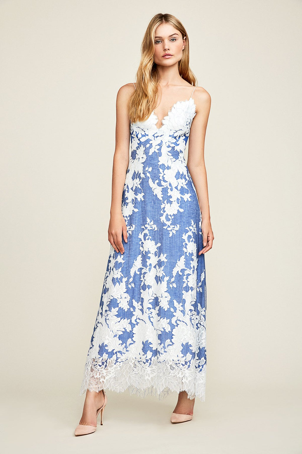 Tadashi Shoji - Frida Contrast Lace Slip Dress
