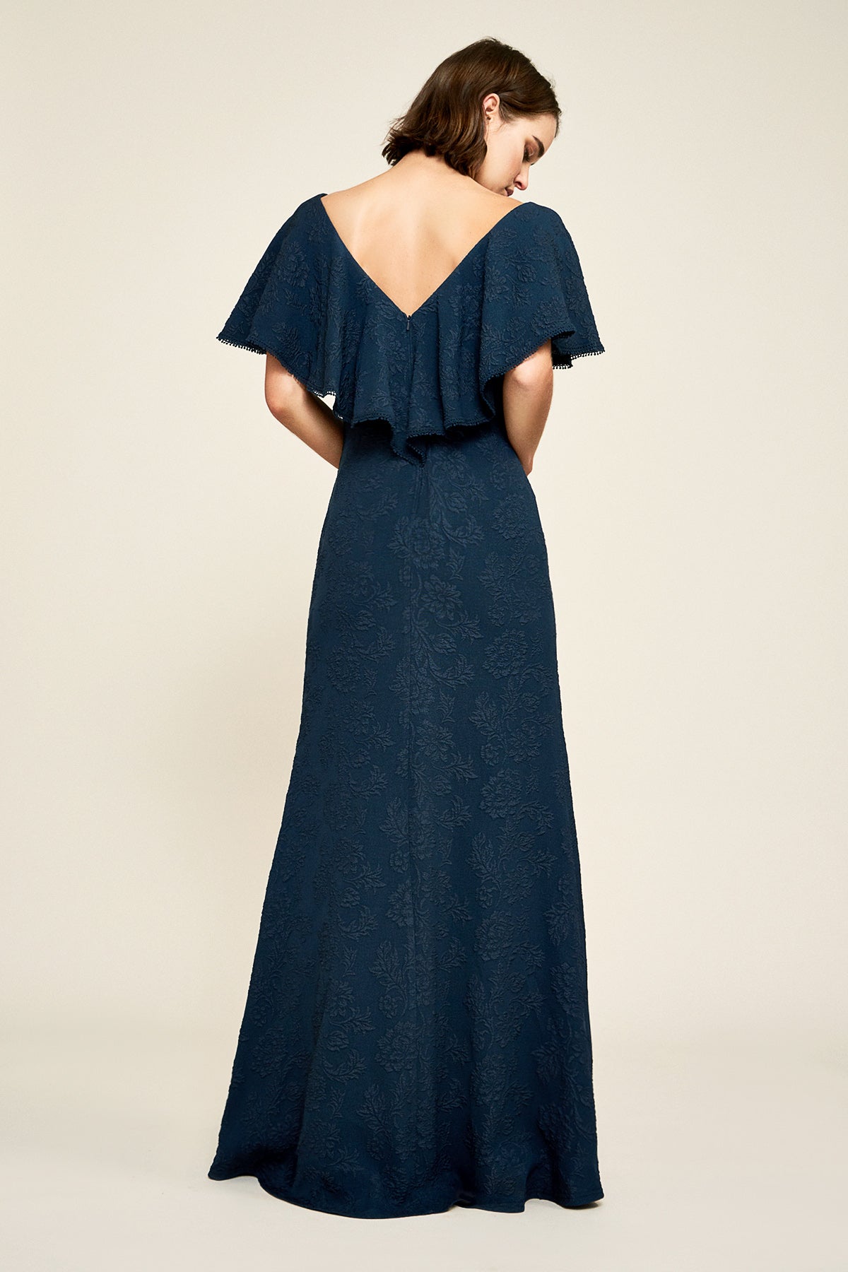 Tadashi Shoji - Kayla Ruffle Neckline Jacquard Gown