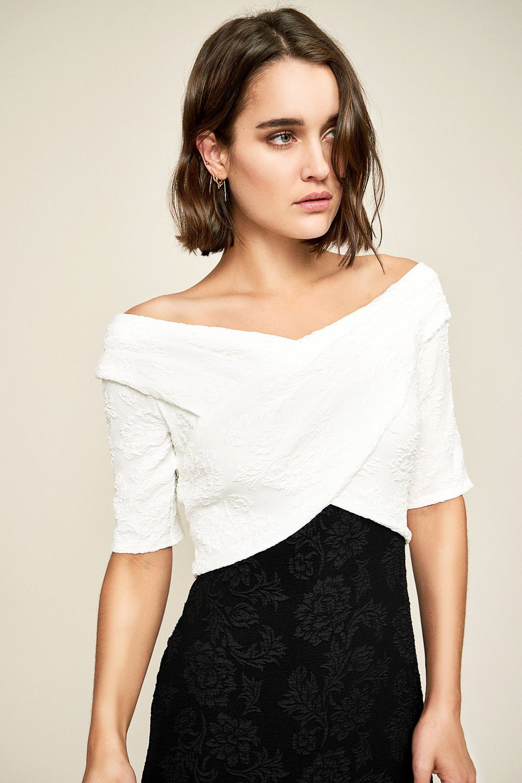 Tadashi Shoji - Hudson Off-The-Shoulder Jacquard Gown