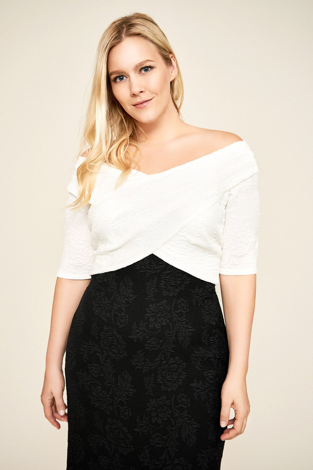 Tadashi Shoji - Hudson Off-The-Shoulder Crepe Gown - PLUS SIZE