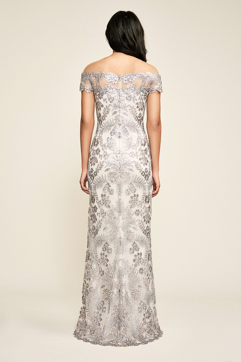 Emma Off-The-Shoulder Sequin Embroidered Gown