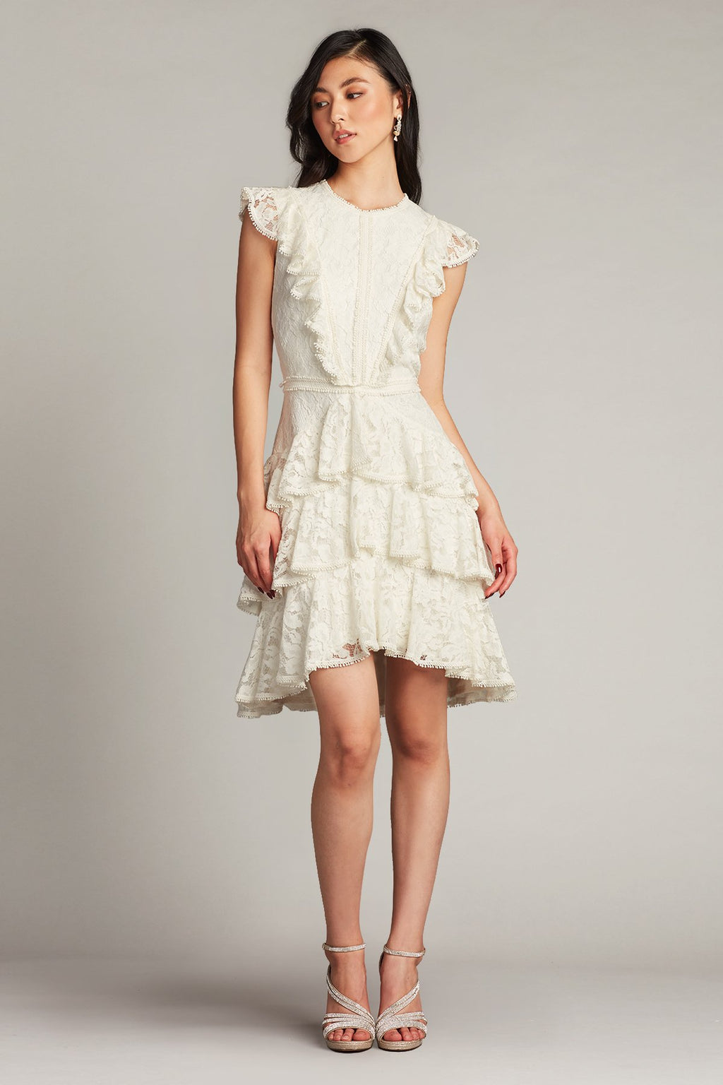 Tari Ruffle-Tiered Lace Dress