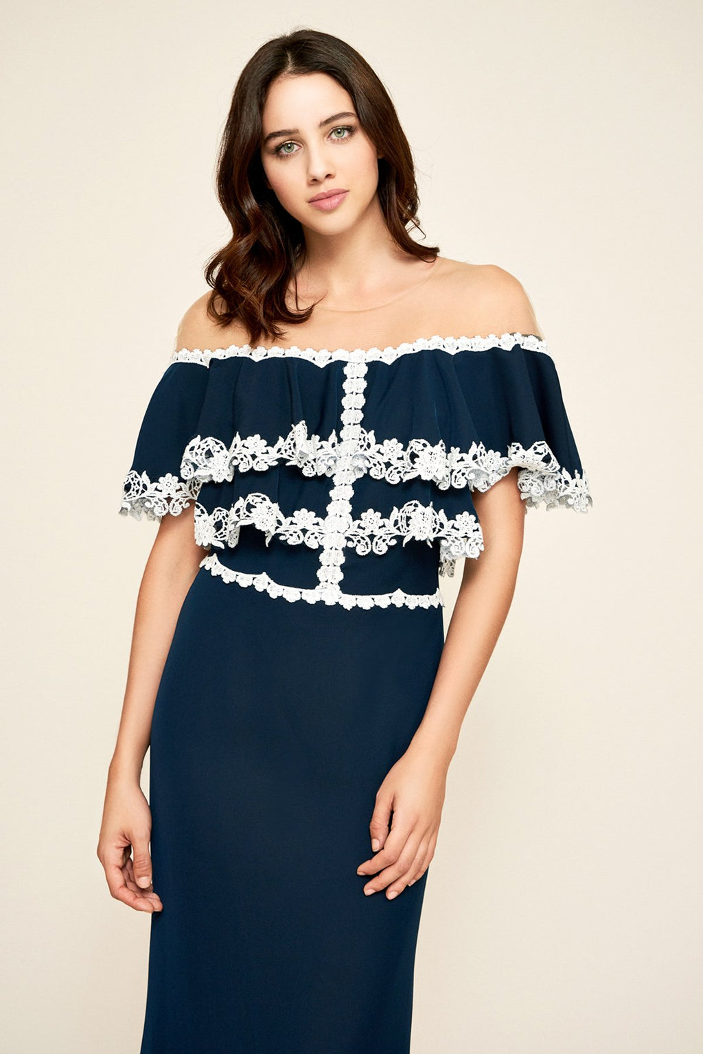 karlie off the shoulder dress Karlie Off-Shoulder Crepe Gown – Tadashi Shoji Official Online Boutique