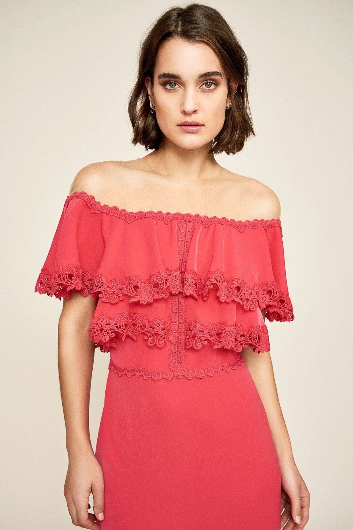 Karlie Off-Shoulder Crepe Gown