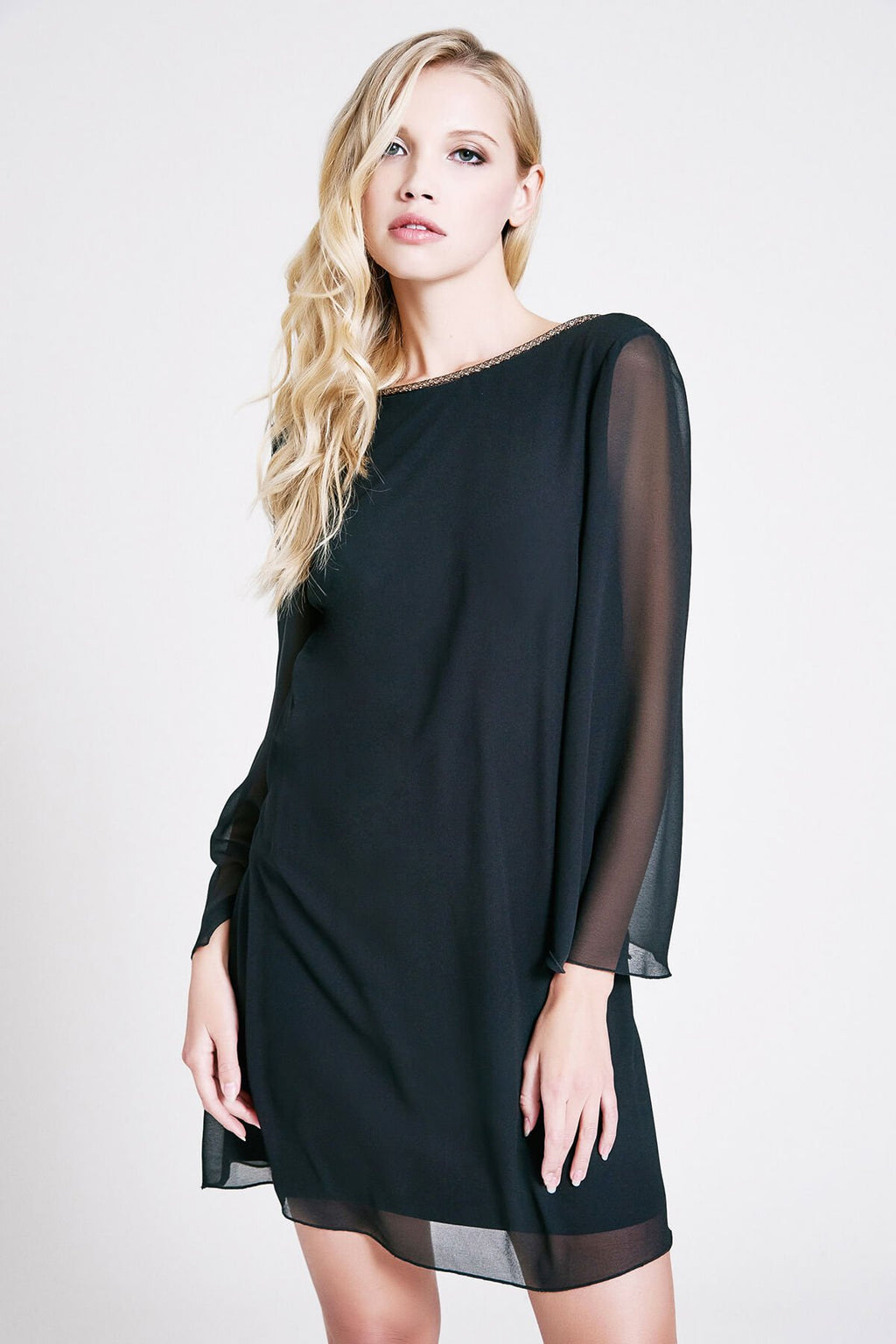 Naomi Chiffon Long-Sleeve Mini Dress