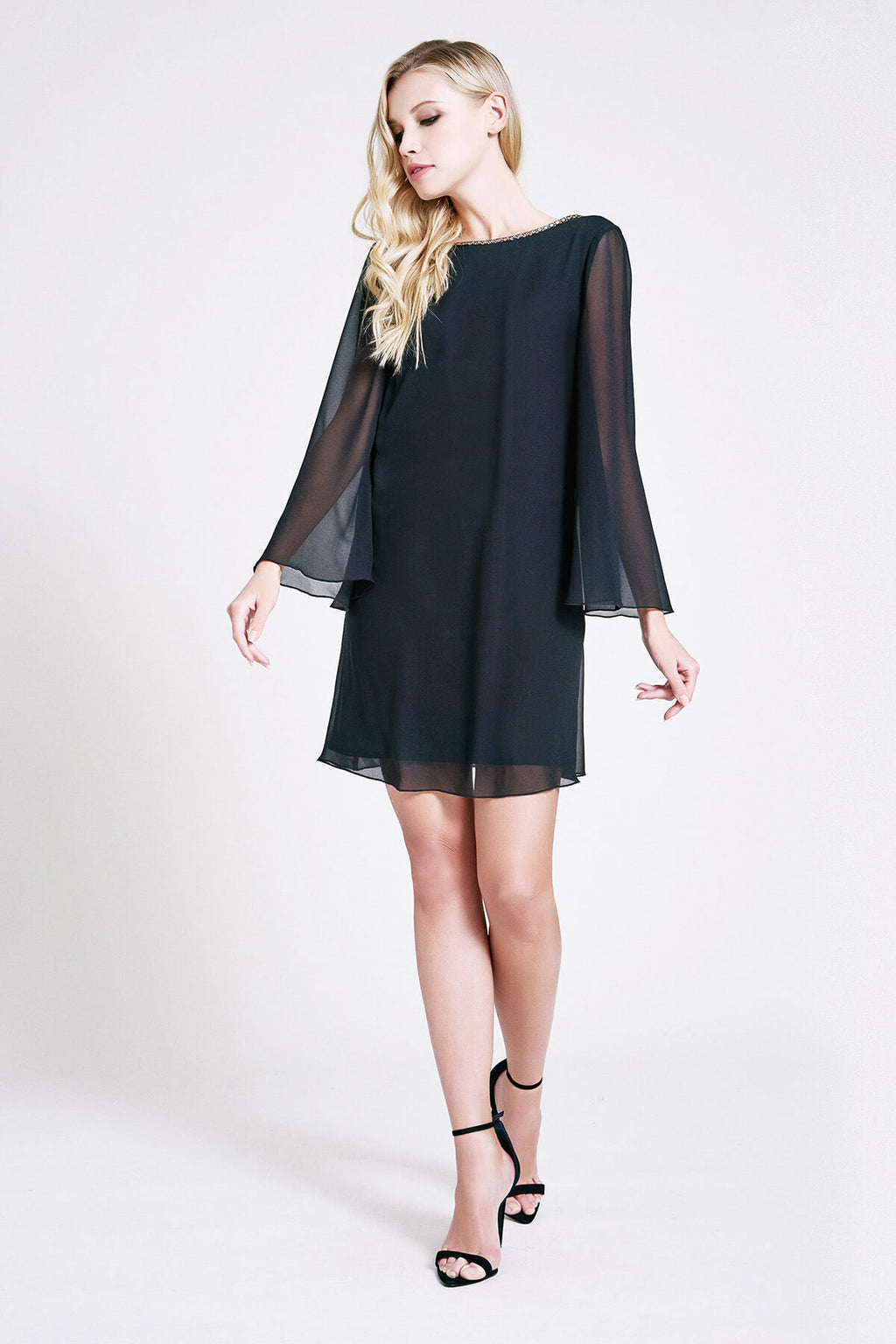 Naomi Chiffon Long-Sleeve Mini Dress