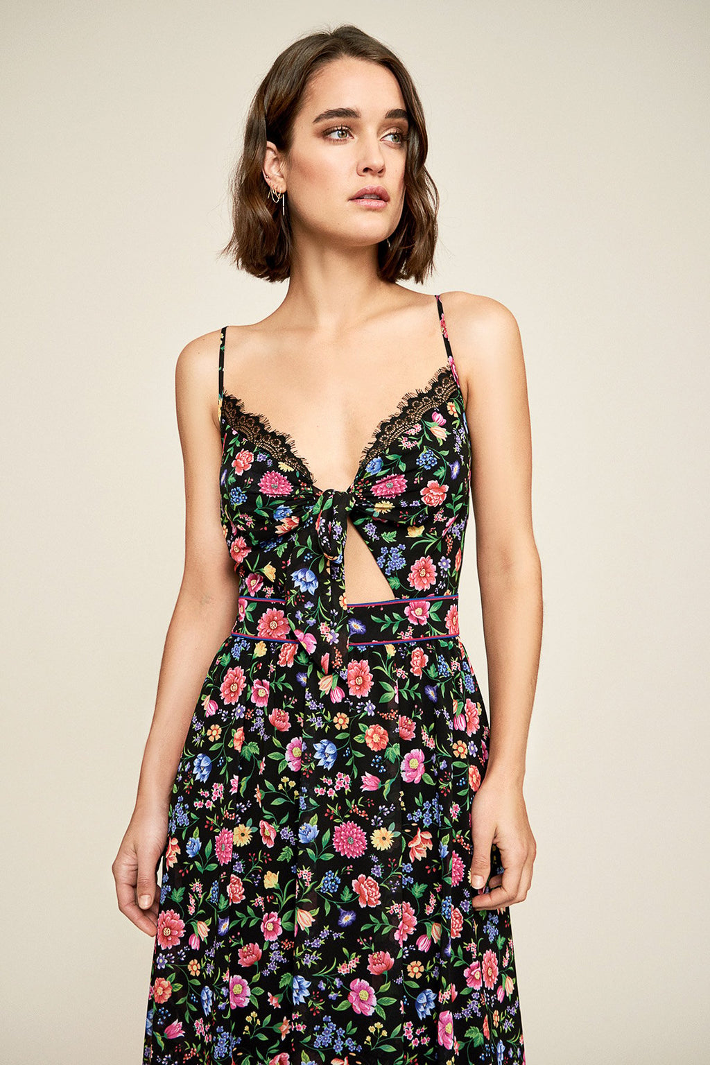 Tadashi Shoji - Blanca Floral Print Tie-Front Maxi Dress