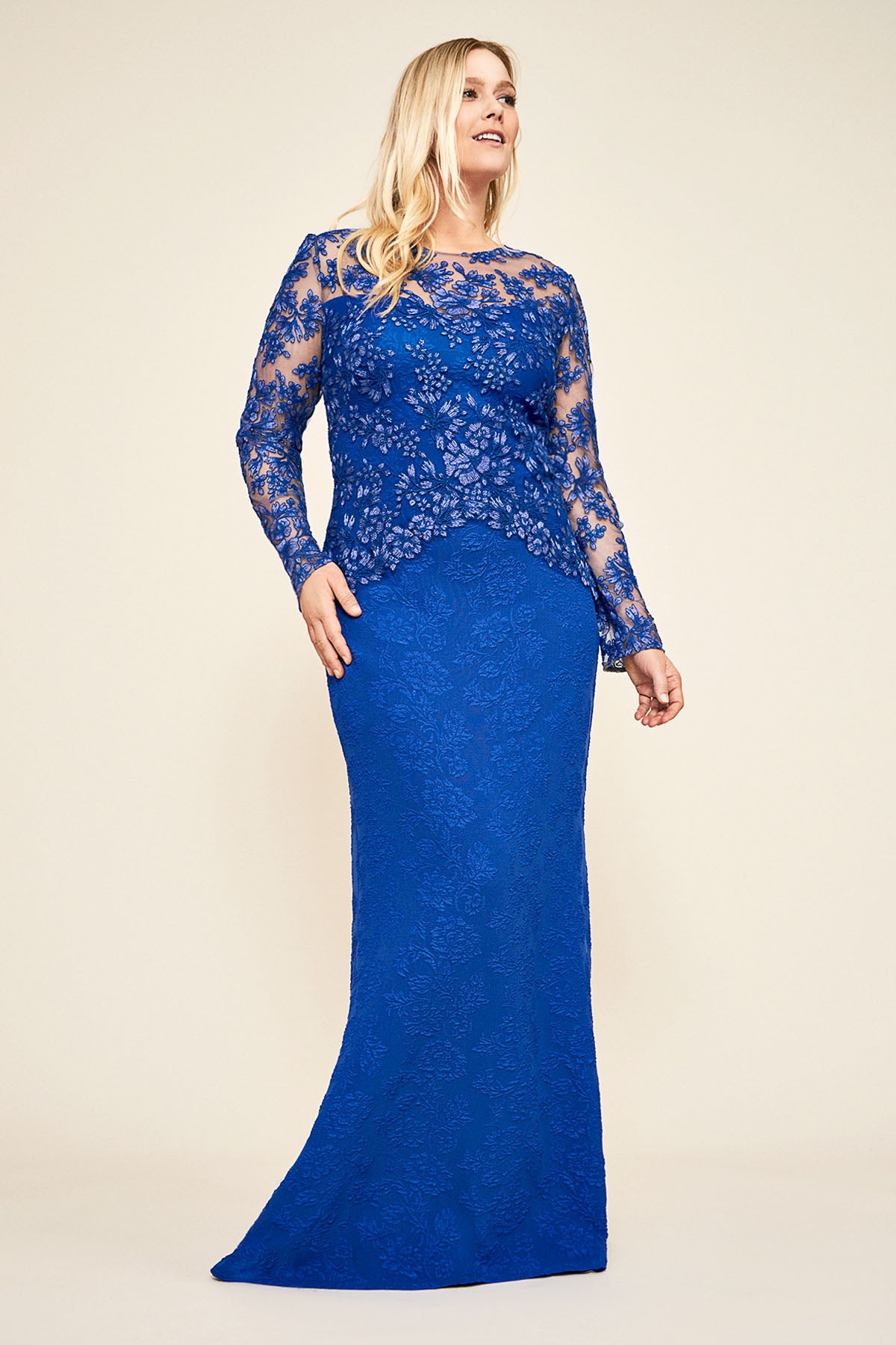 Tadashi Shoji - Kalinda Embroidered Jacquard Gown - PLUS SIZE