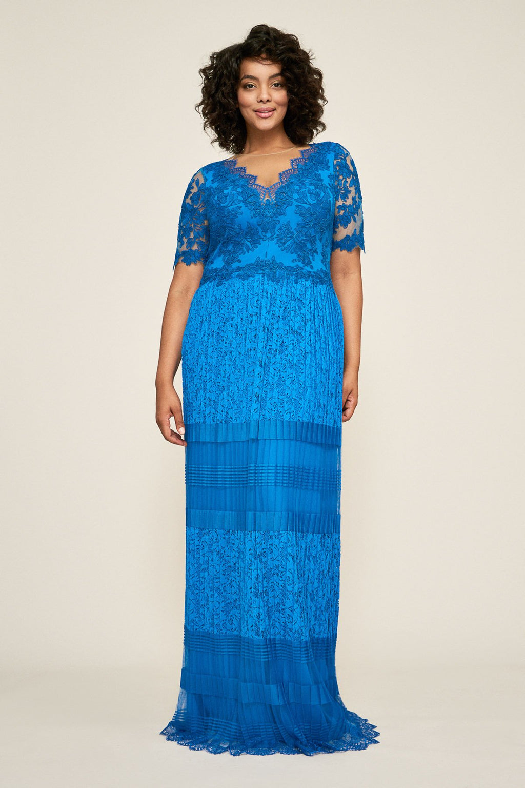 Tadashi Shoji - Cira Pleated Lace Gown - PLUS SIZE
