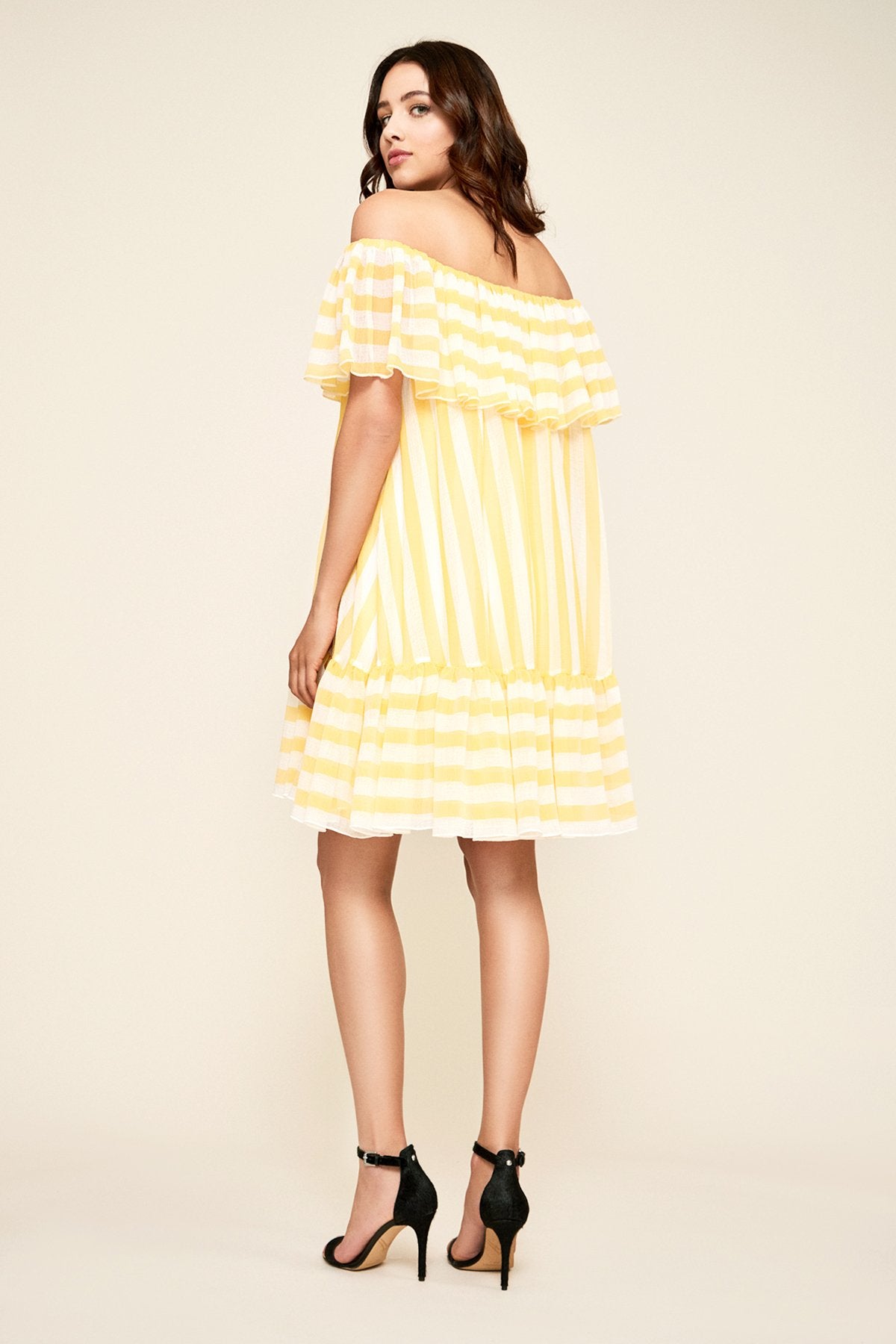 Tadashi Shoji - Marisol Striped Off-The-Shoulder Dress