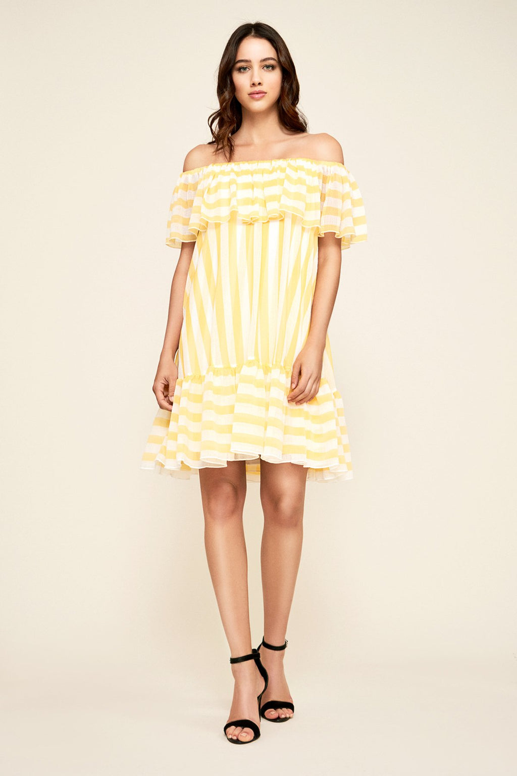 Tadashi Shoji - Marisol Striped Off-The-Shoulder Dress