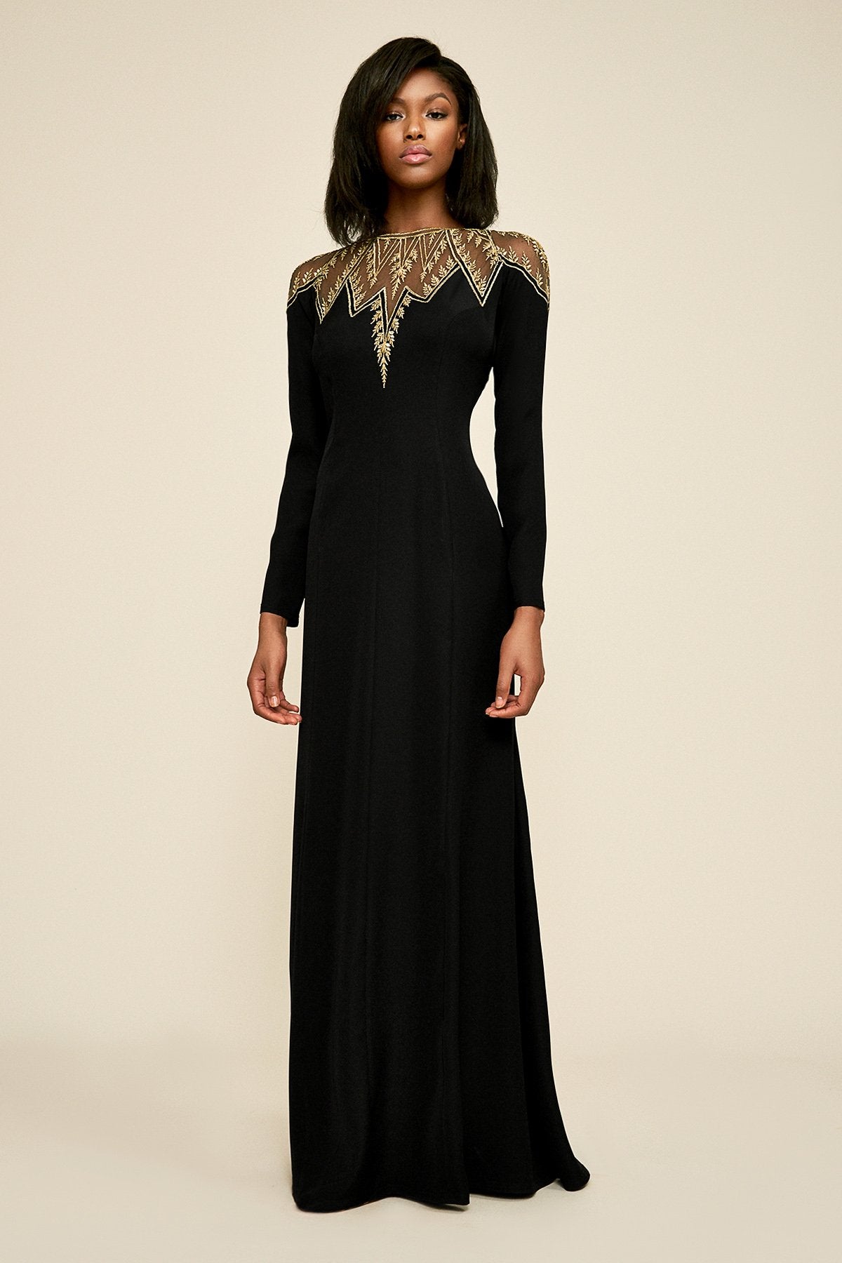 Stone Metallic Embroidery Gown – Tadashi Shoji Official Online Boutique