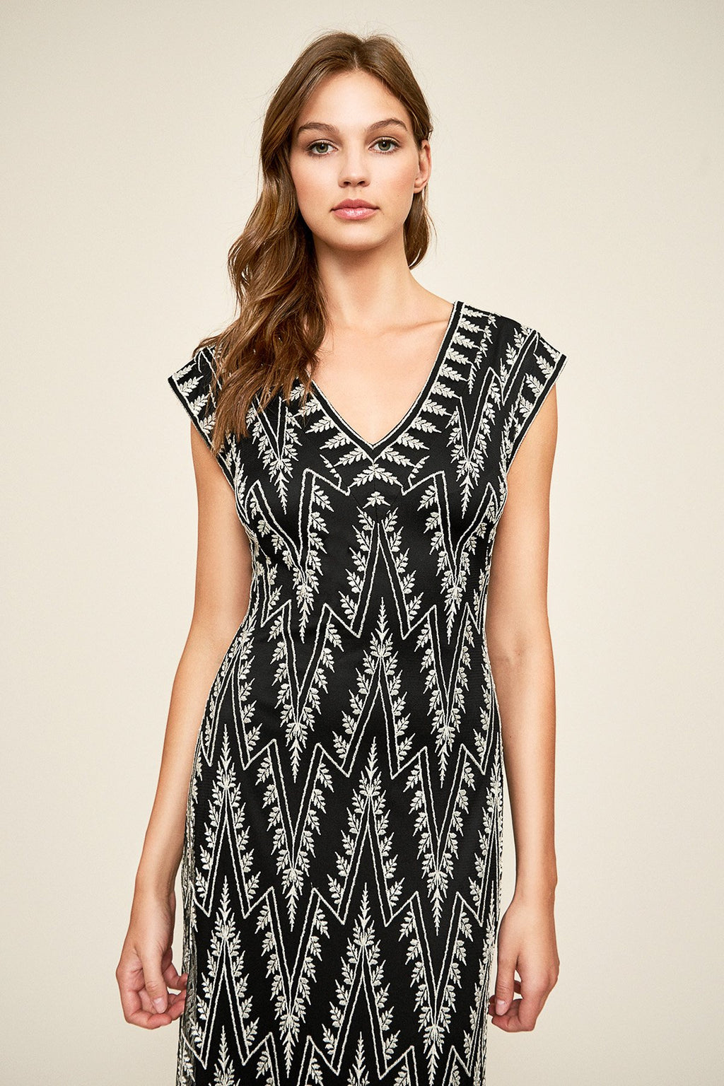 Tadashi Shoji - Ziggy Embroidered Crepe Gown