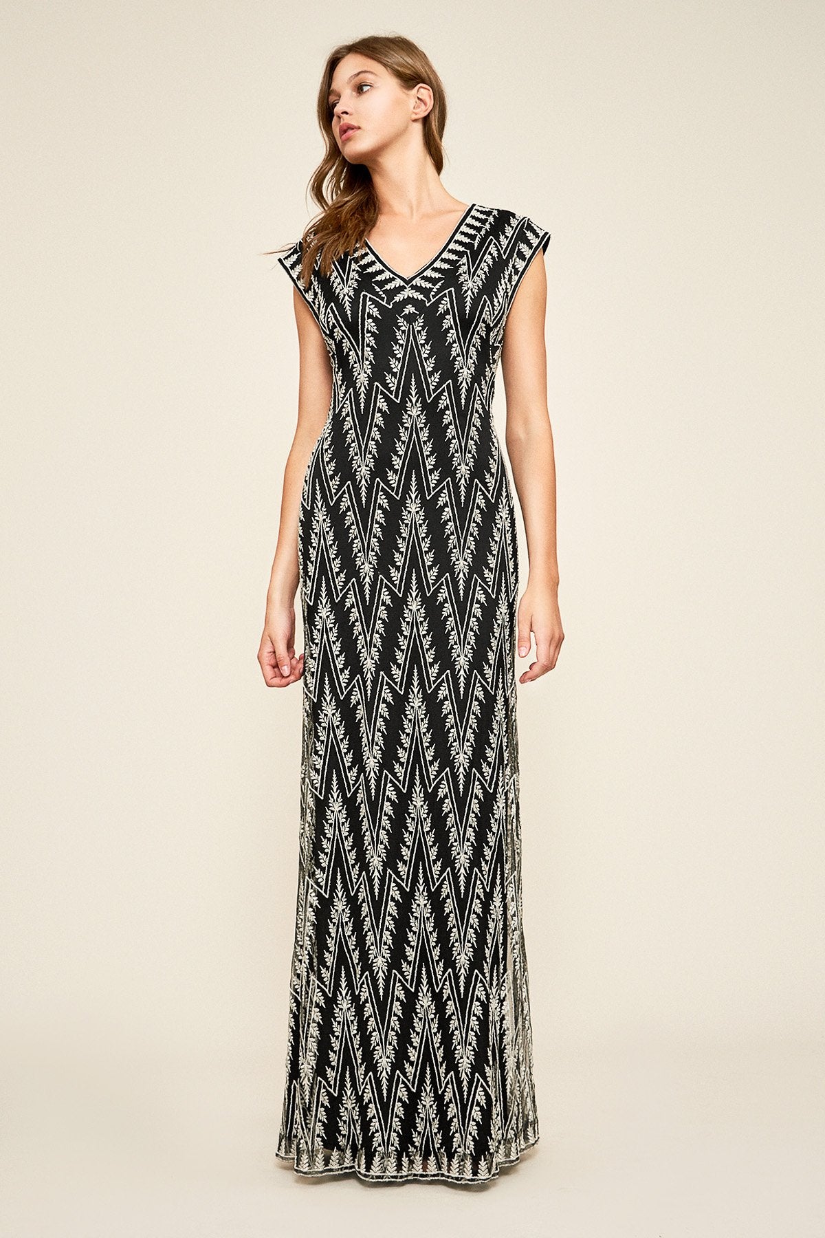 Tadashi Shoji - Ziggy Embroidered Crepe Gown