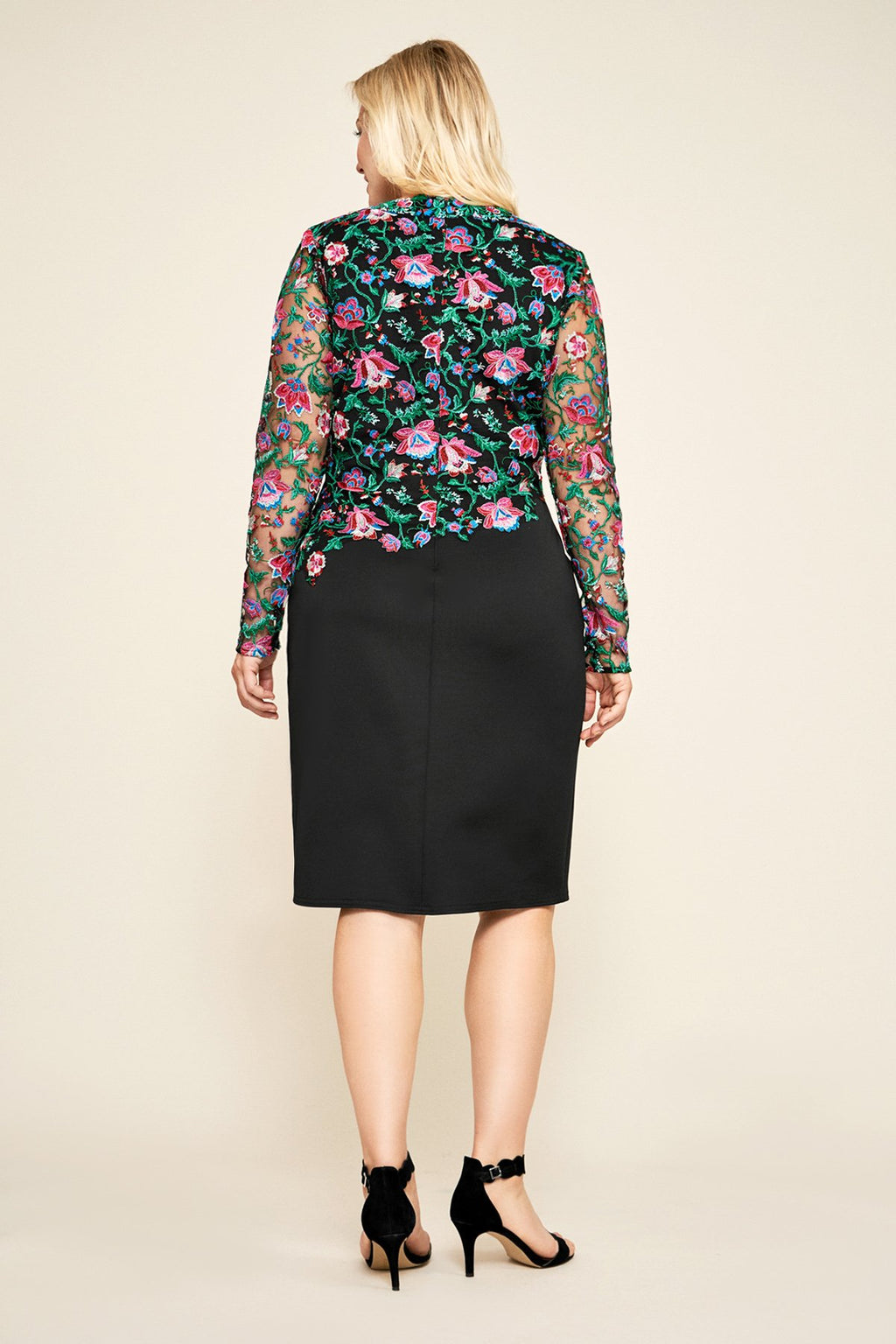 Tadashi Shoji - Jasmine Floral Embroidered Crepe Dress - PLUS SIZE