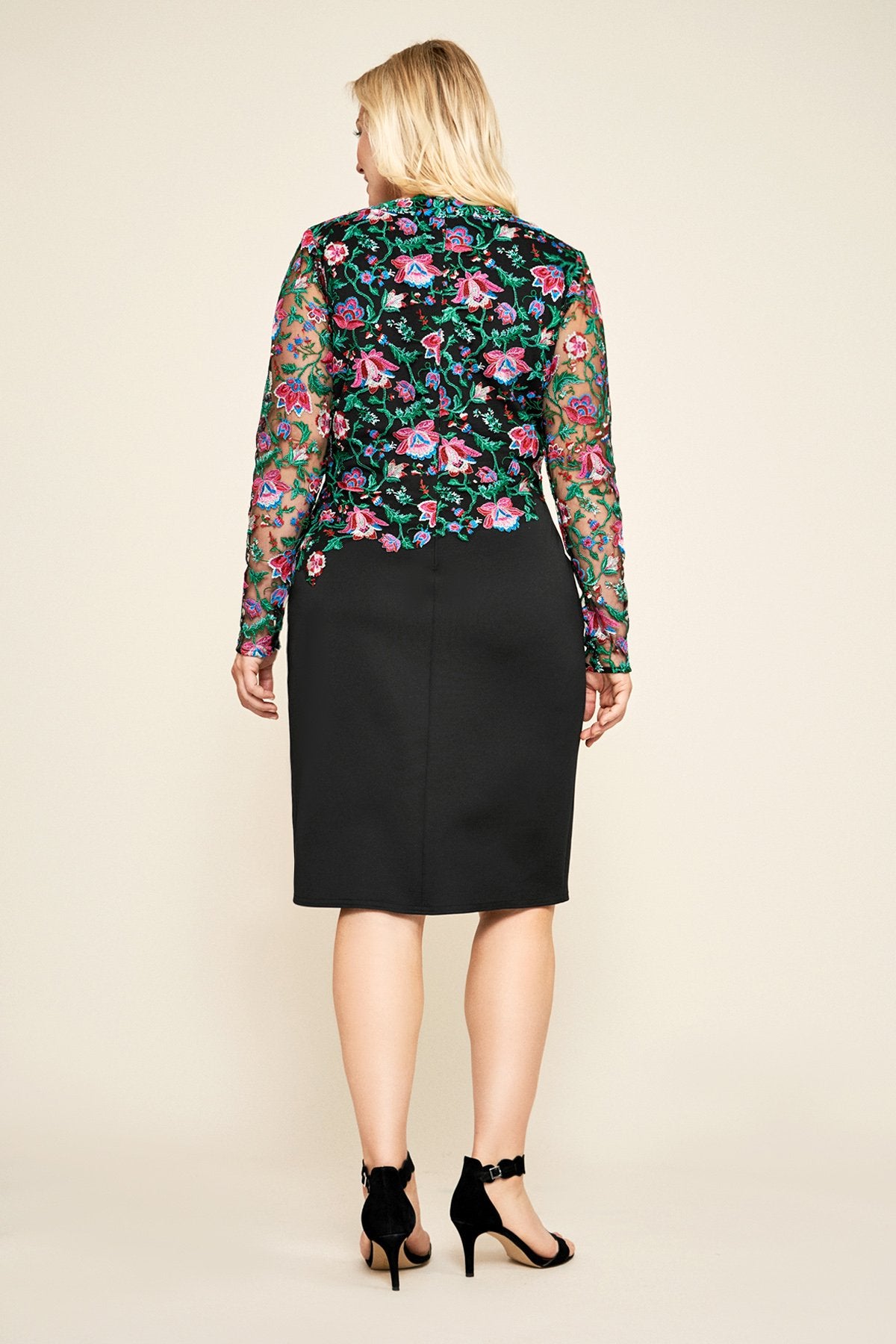 Tadashi Shoji - Jasmine Floral Embroidered Crepe Dress - PLUS SIZE