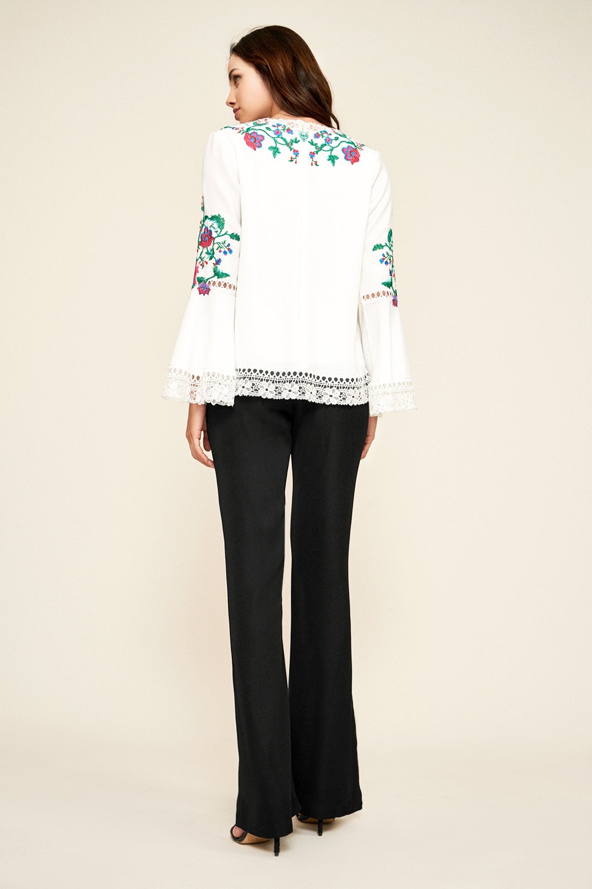 Tadashi Shoji - Koa Floral Embroidered Crepe Blouse
