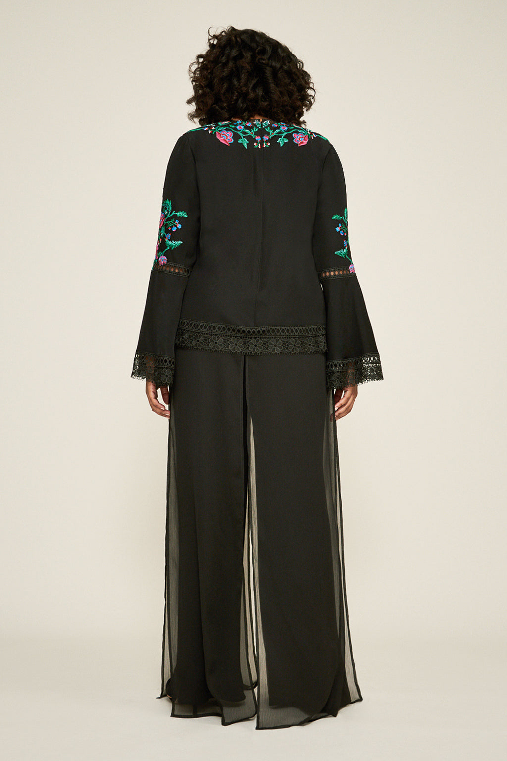 Tadashi Shoji - Koa Floral Embroidered Crepe Blouse - PLUS SIZE