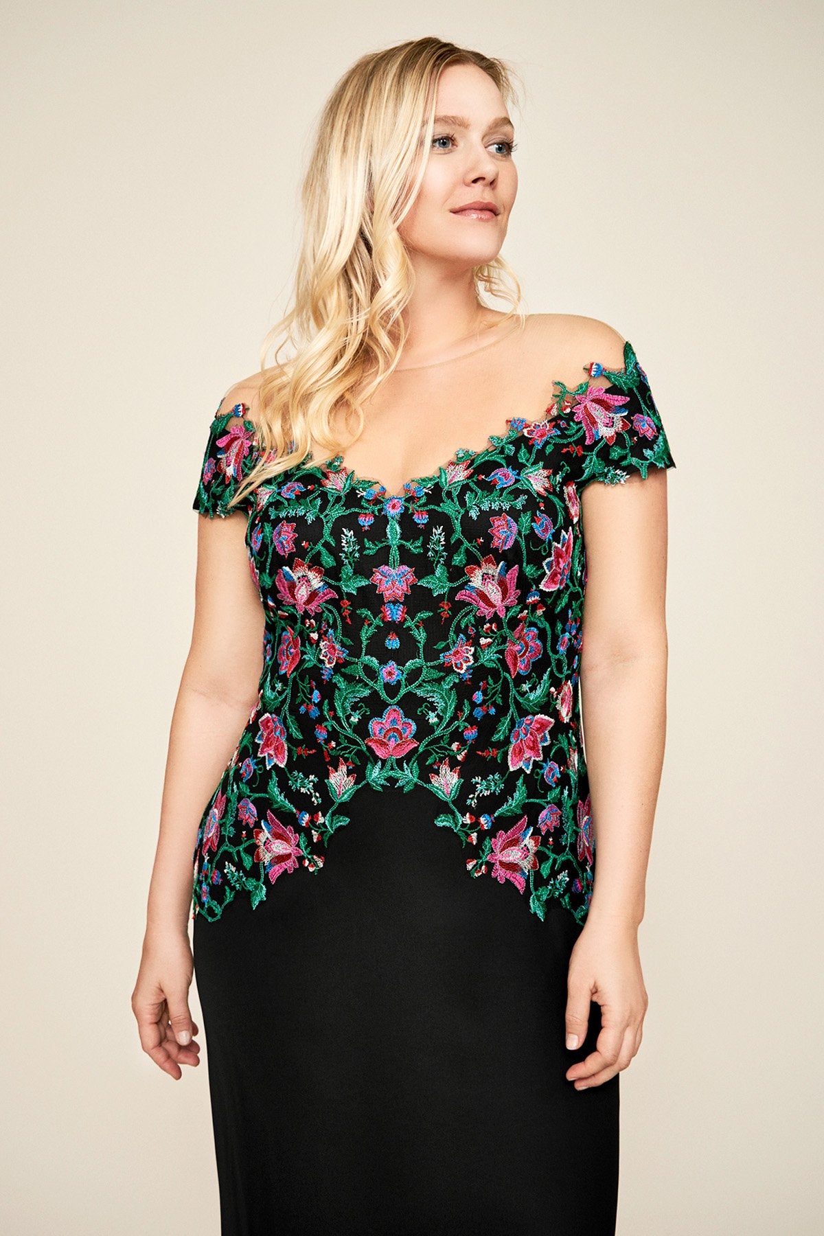 Tadashi Shoji - Holly Floral Embroidered Gown - PLUS SIZE