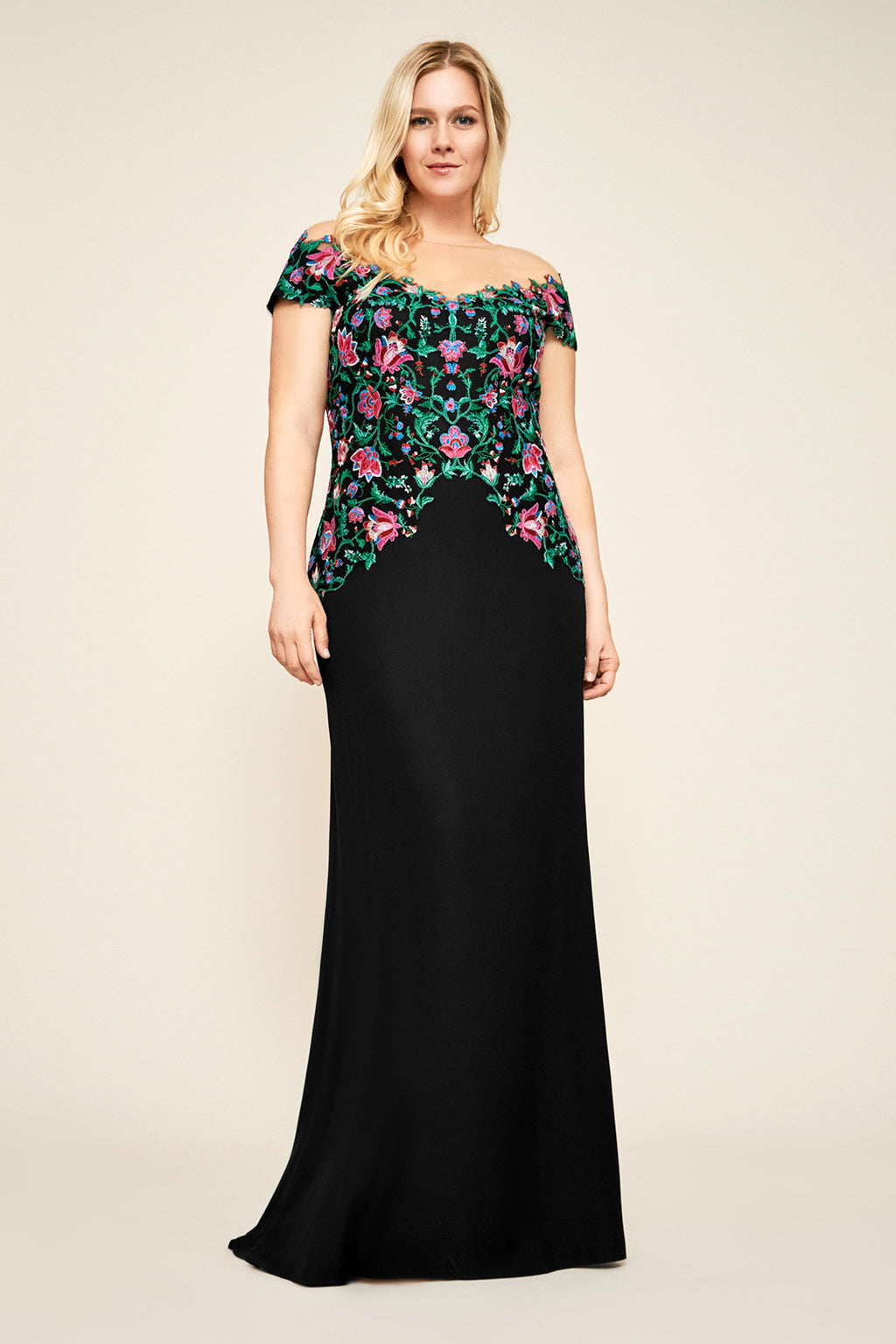 Tadashi Shoji - Holly Floral Embroidered Gown - PLUS SIZE