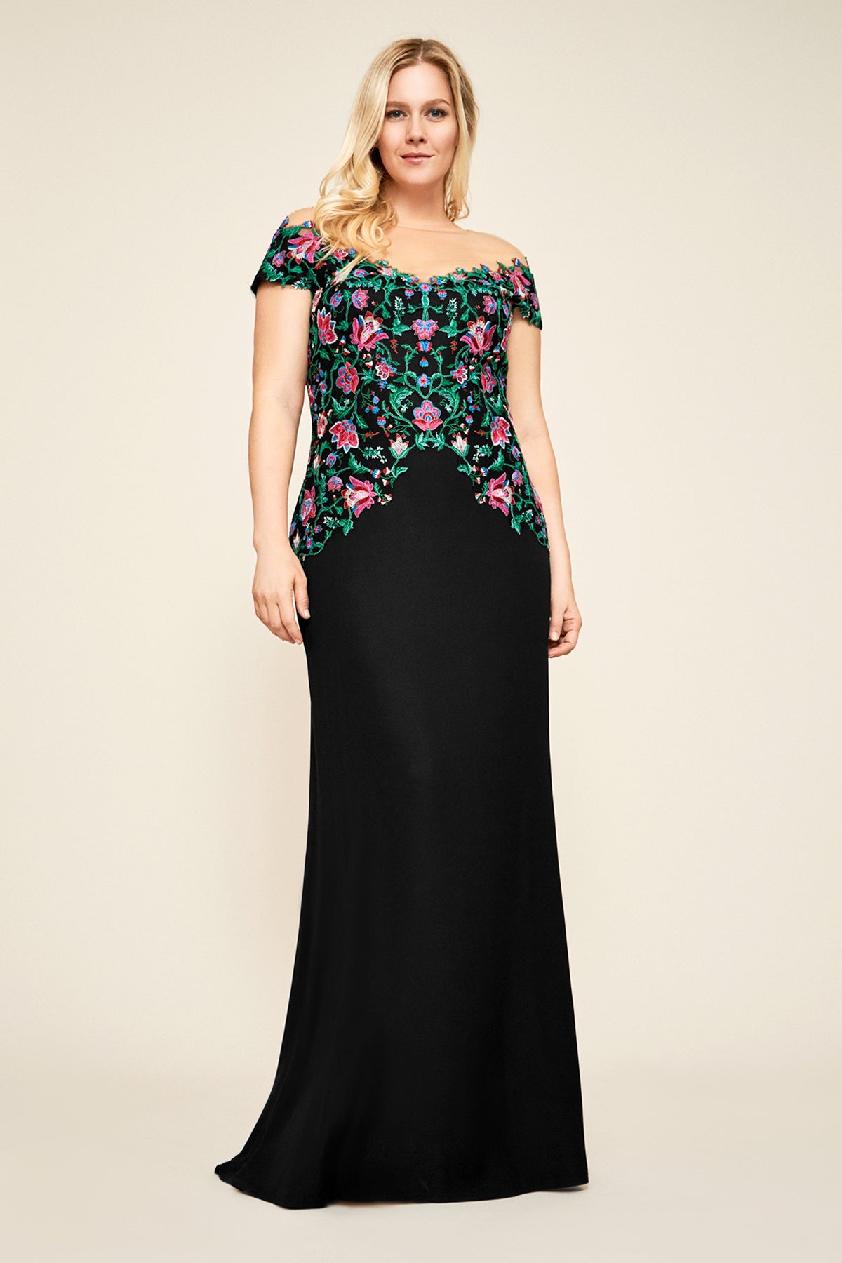 Tadashi Shoji - Holly Floral Embroidered Gown - PLUS SIZE