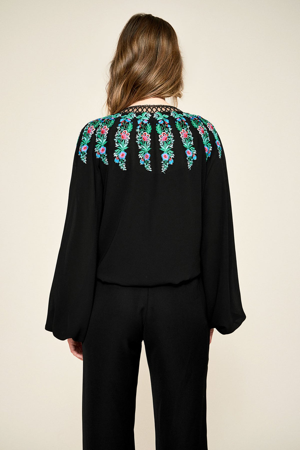 Alina Embroidered Crepe Blouse