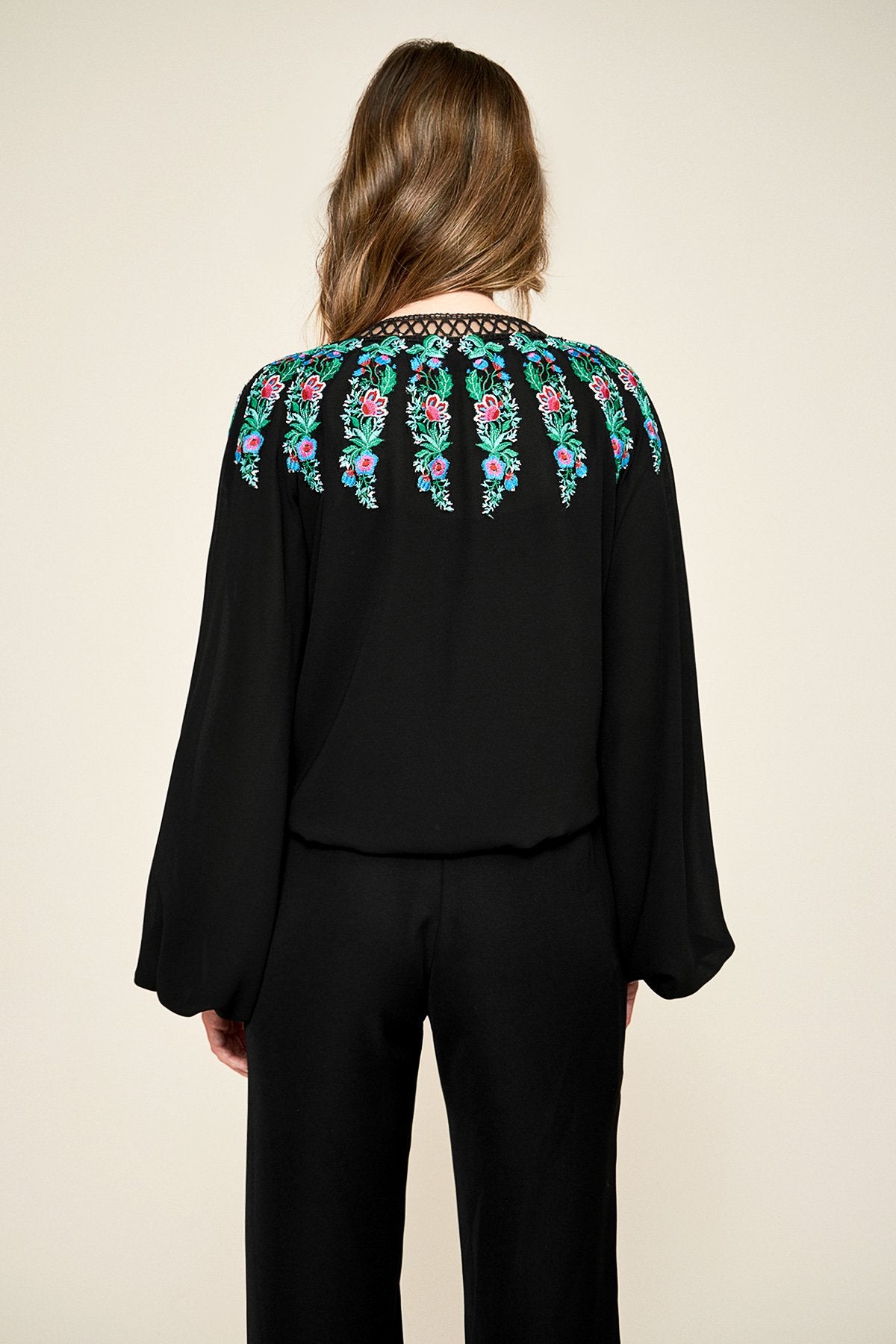 Alina Embroidered Crepe Blouse