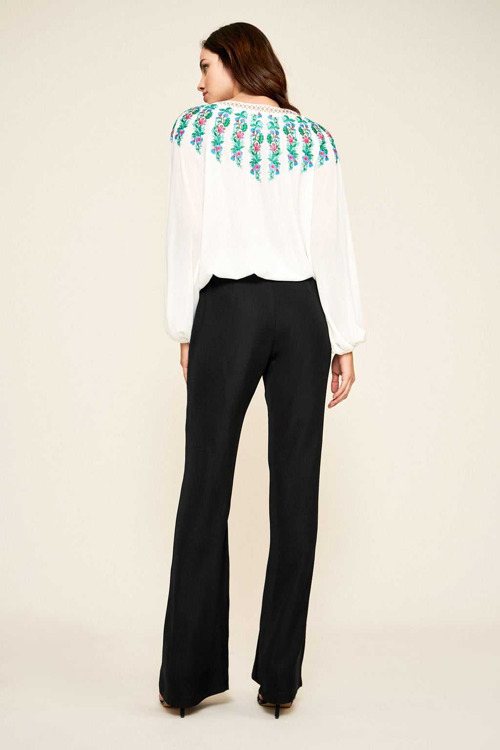 Tadashi Shoji - Alina Embroidered Crepe Blouse
