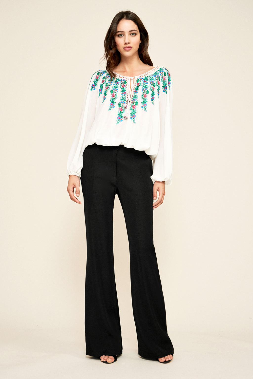 Alina Embroidered Crepe Blouse