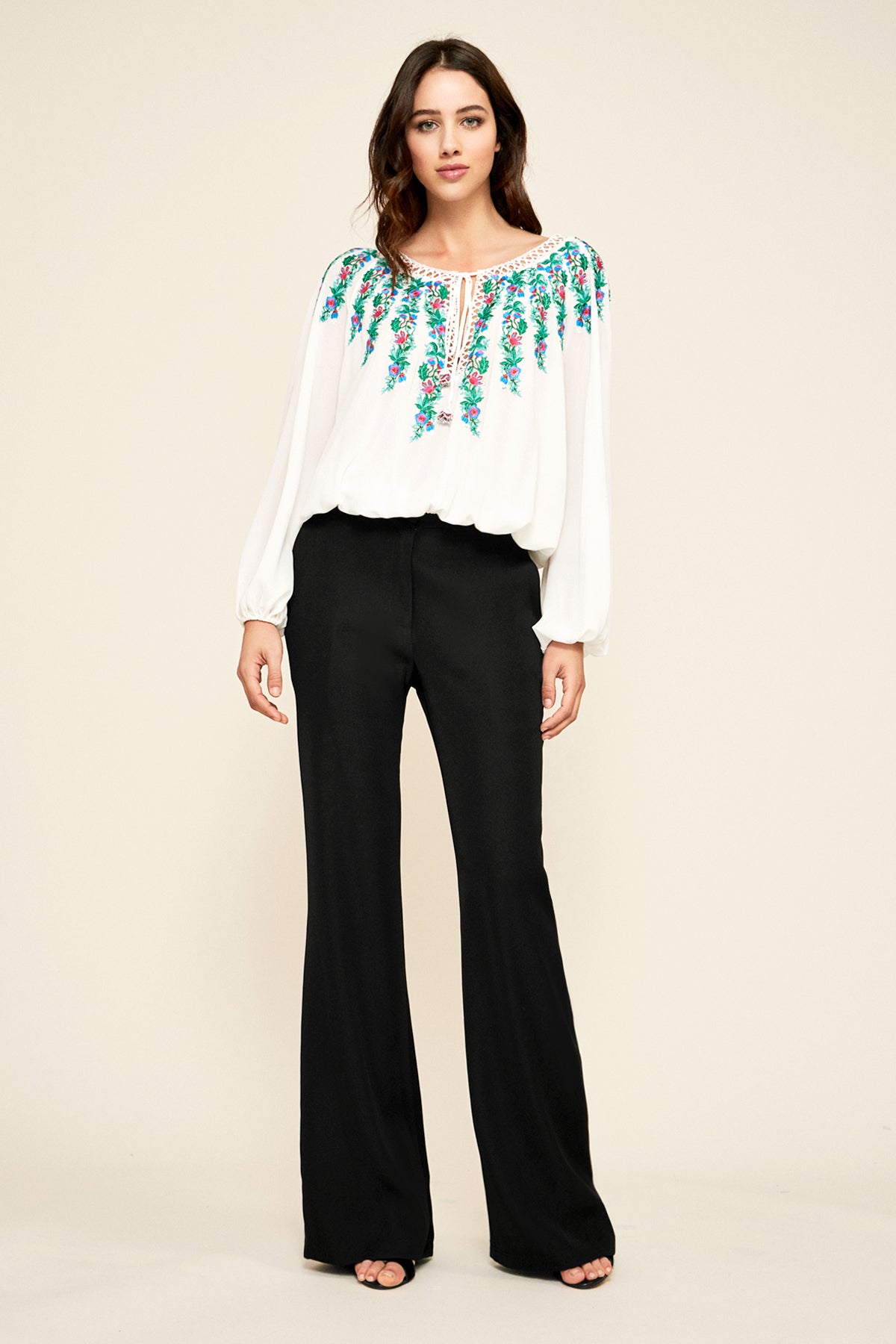 Alina Embroidered Crepe Blouse