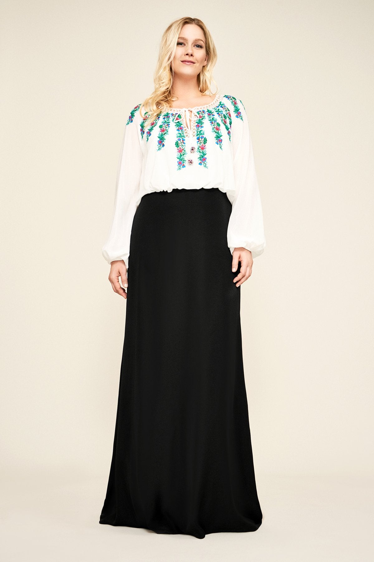 Tadashi Shoji - Alina Embroidered Crepe Gown - PLUS SIZE