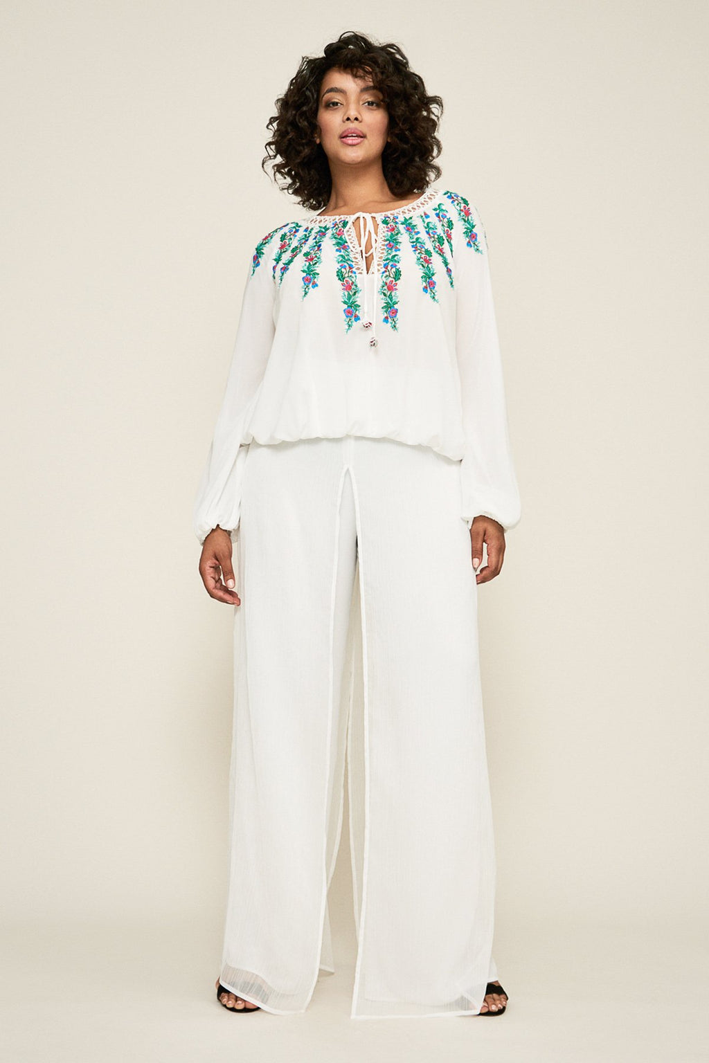 Alina Embroidered Crepe Blouse - PLUS SIZE