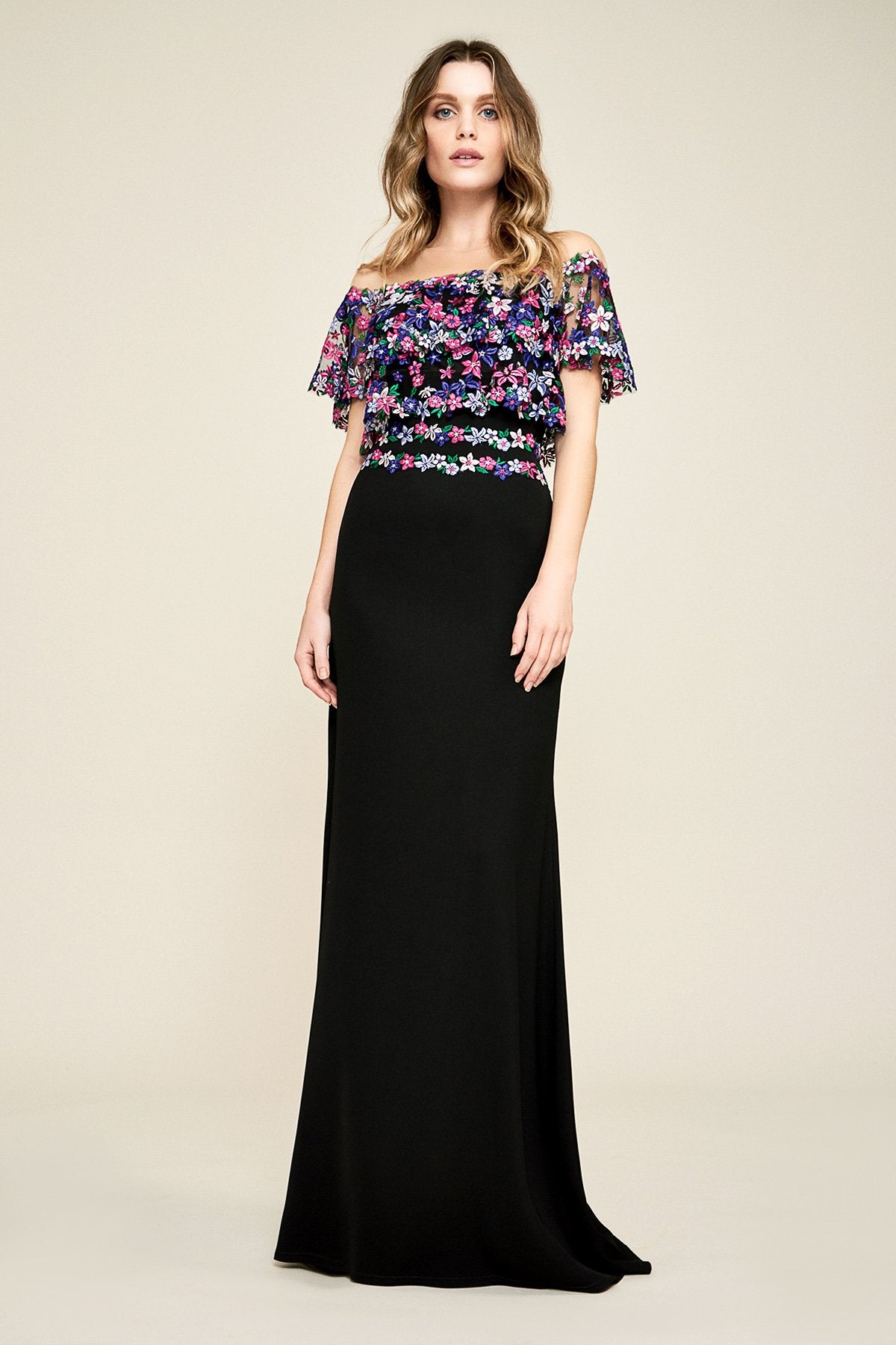 Tadashi Shoji - Lucy Floral Embroidered Crepe Gown