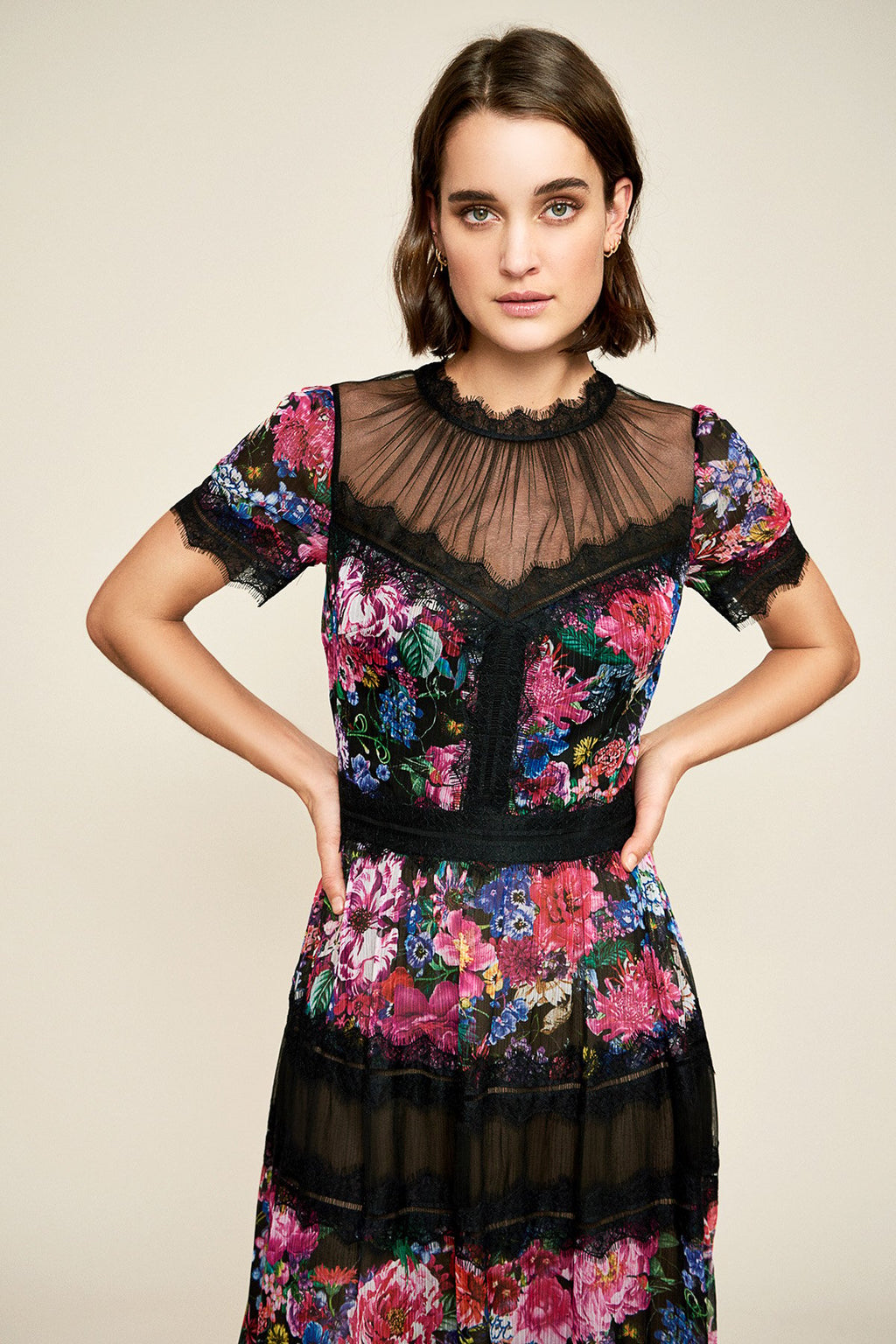 Tadashi Shoji - Ravi Floral Tea-Length Dress