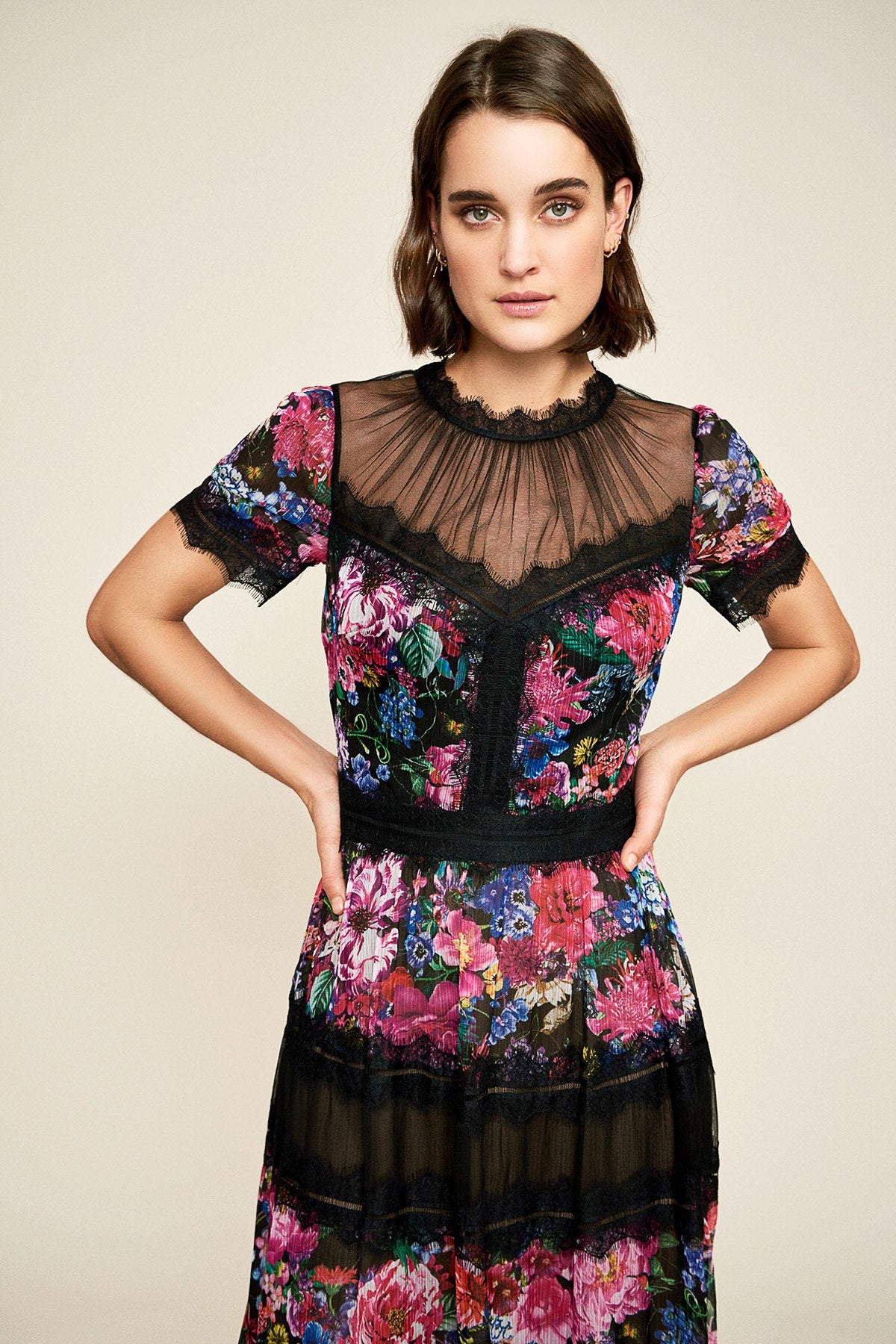 Tadashi Shoji - Ravi Floral Tea-Length Dress