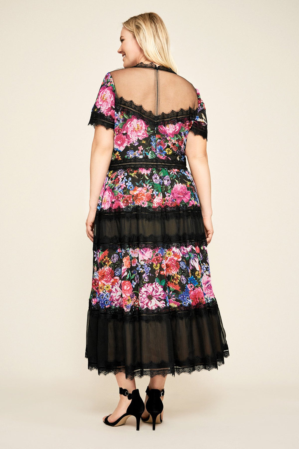 Tadashi Shoji - Ravi Floral Tea-Length Dress - PLUS SIZE