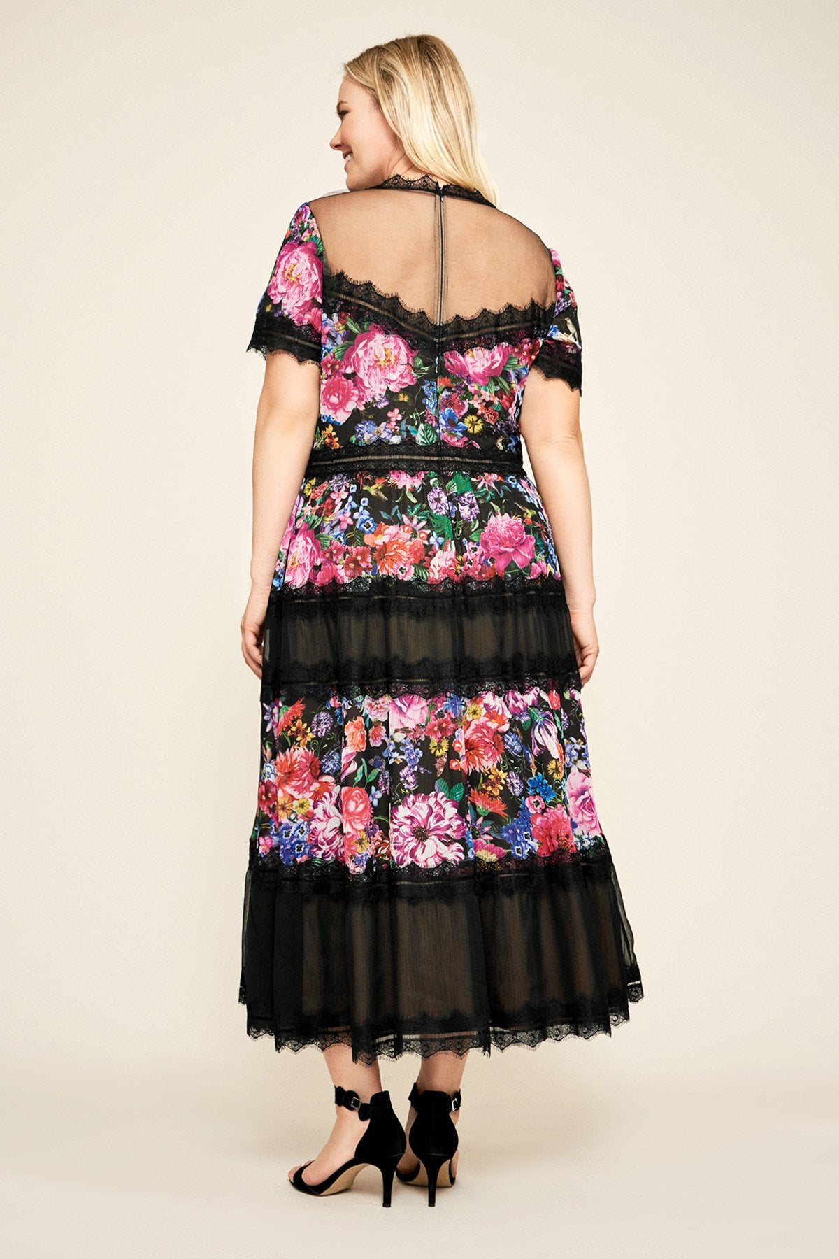 Tadashi Shoji - Ravi Floral Tea-Length Dress - PLUS SIZE