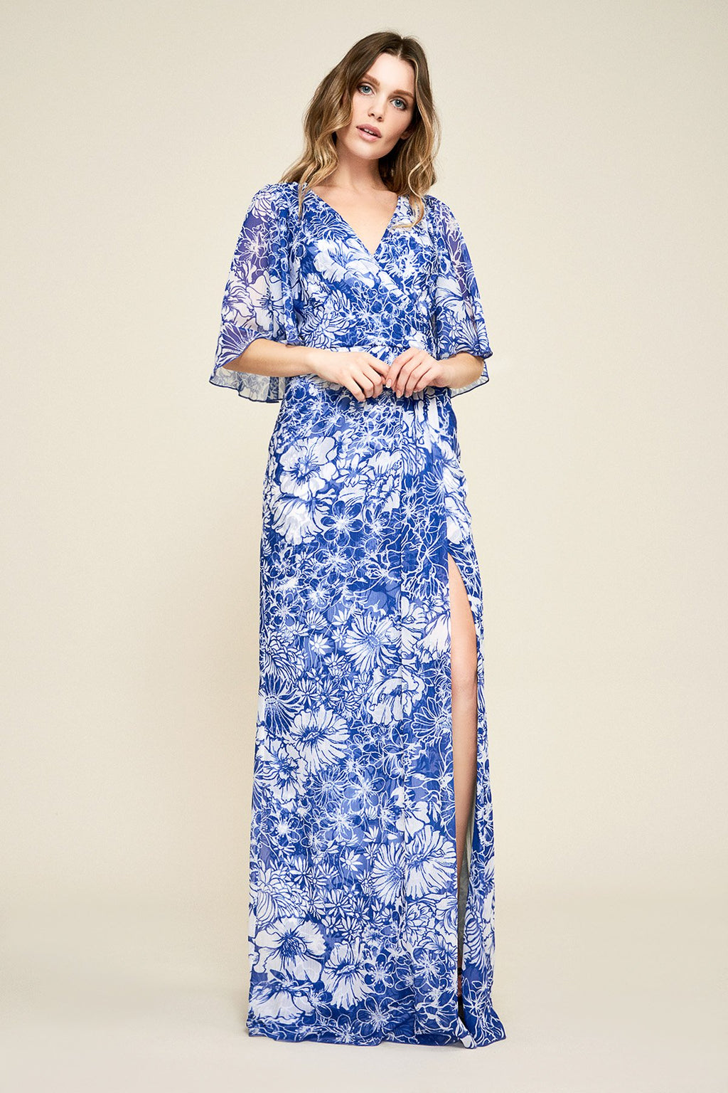 Tadashi Shoji - Petunia Crinkle Chiffon Gown