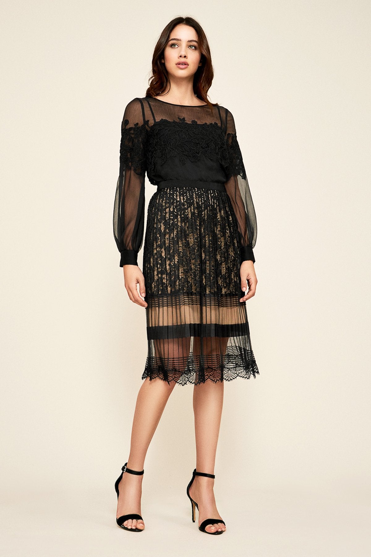 Jaxon Pleated Lace Skirt