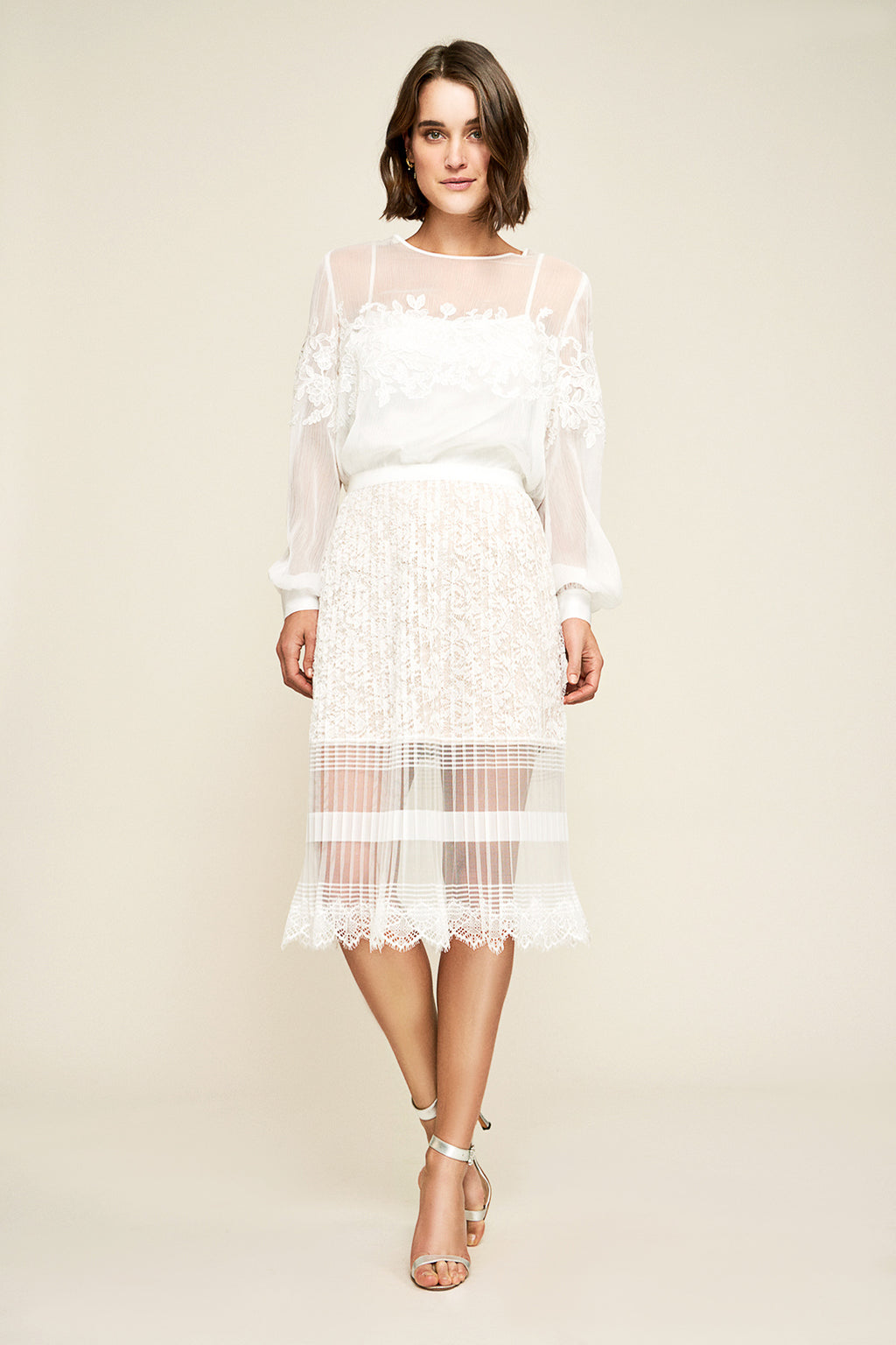 Jaxon Pleated Lace Skirt
